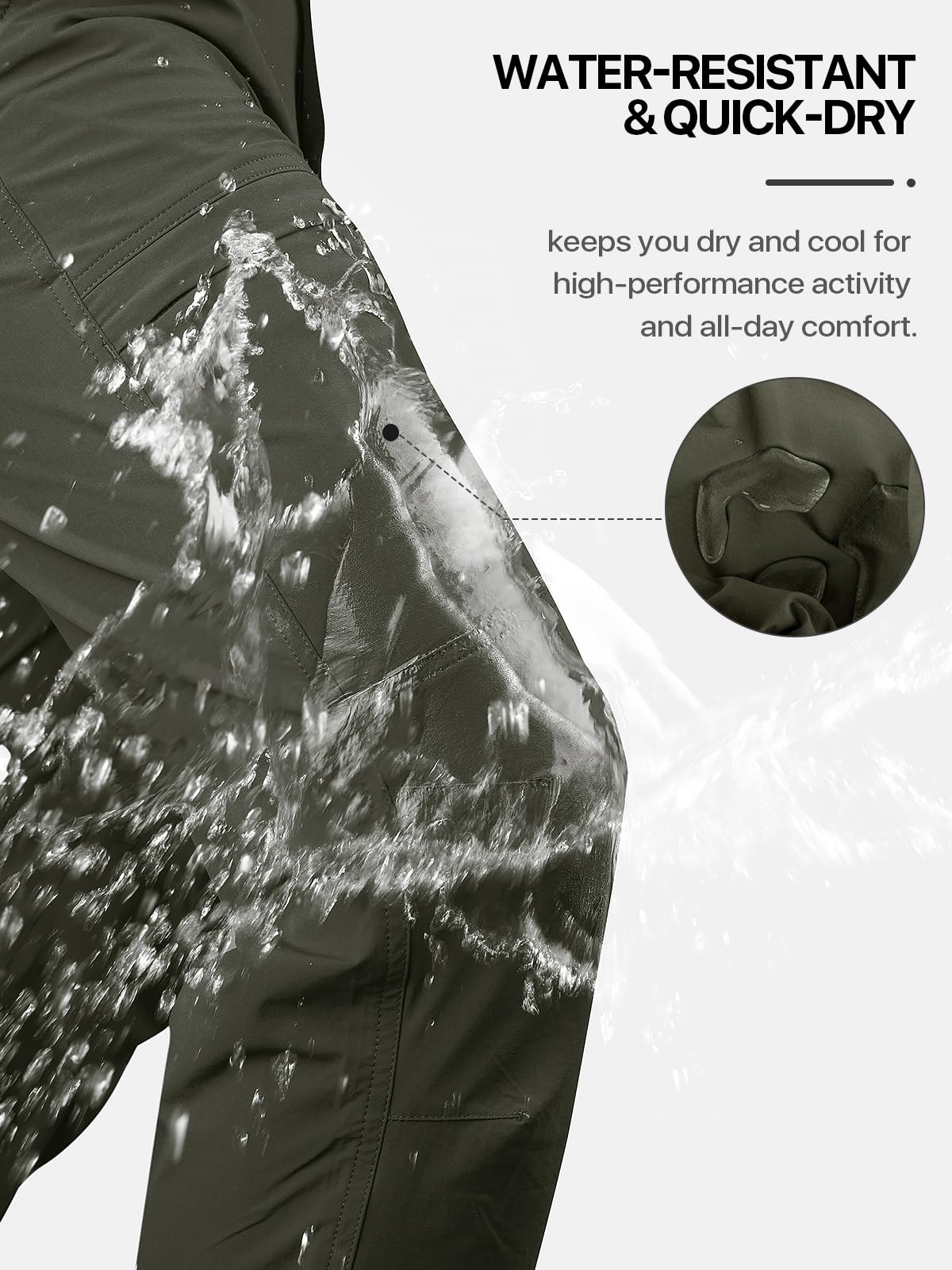 FREE SOLDIER Men's Outdoor Cargo Hiking Pants with Belt - Lightweight Waterproof Quick Dry Tactical Pants - Nylon Spandex Stretchable - Perfect for Camping, Hiking & Outdoor Adventures
