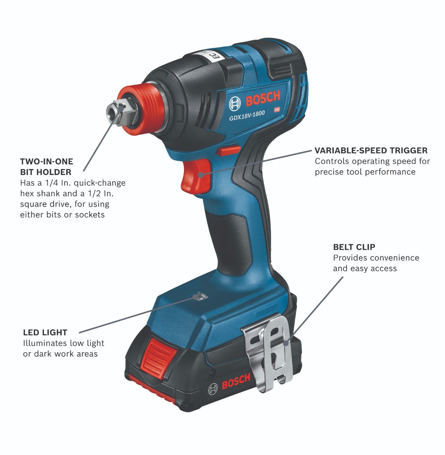 BOSCH GXL18V-240B22 18V Cordless 2-Tool Combo Kit with 1/2