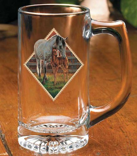 Chris Cummings Mare & Foal Stein Beer Glasses - Handcrafted Horse-Themed Drinking Mugs for Beer Enthusiasts & Equestrian Lovers - Perfect for Pub Nights, Barn Parties & Western-Themed Events