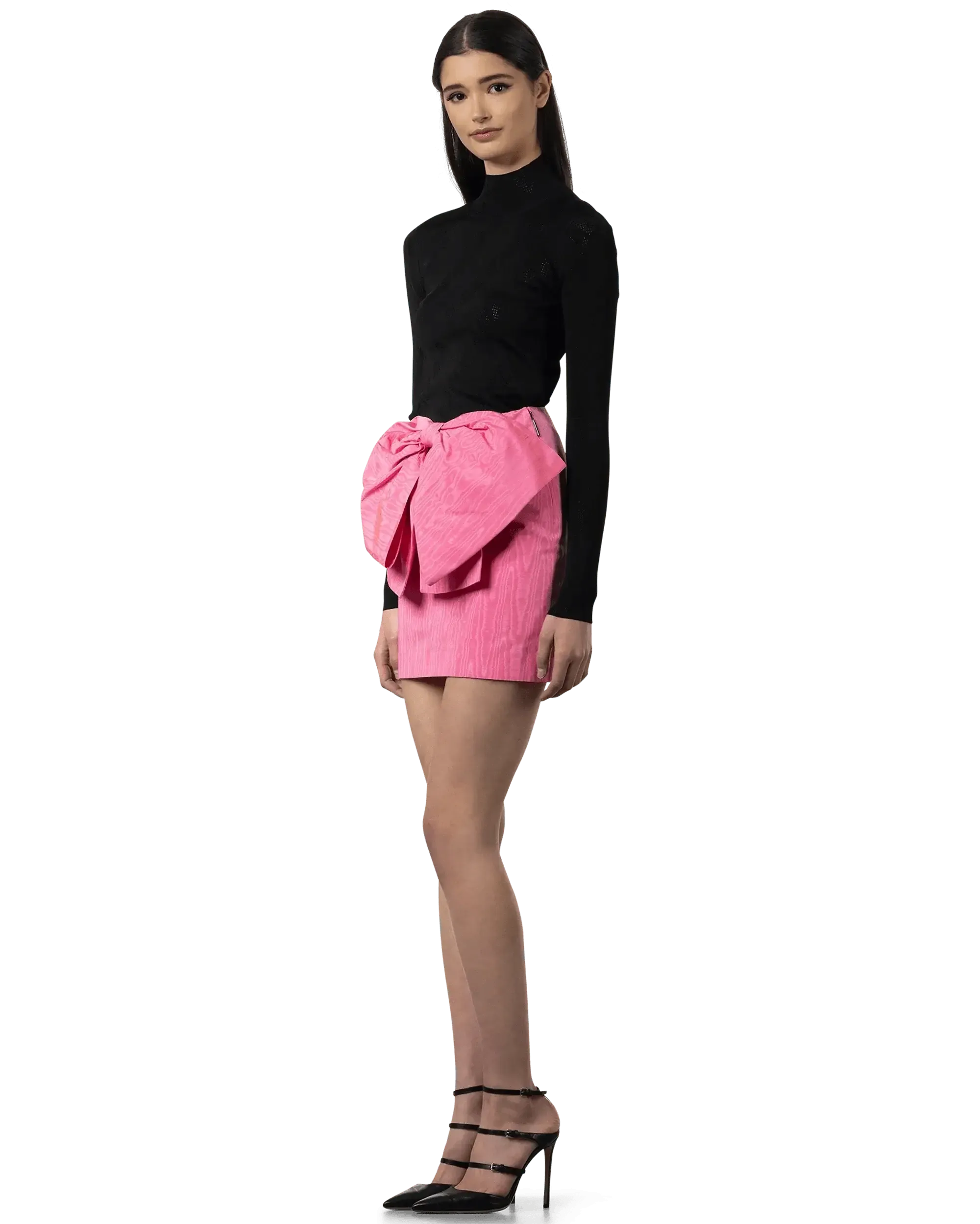 Elegant Bow Detailed Mini Skirt for Women - High Waist A-Line Party Skirt - Perfect for Night Out, Date Night, and Special Occasions