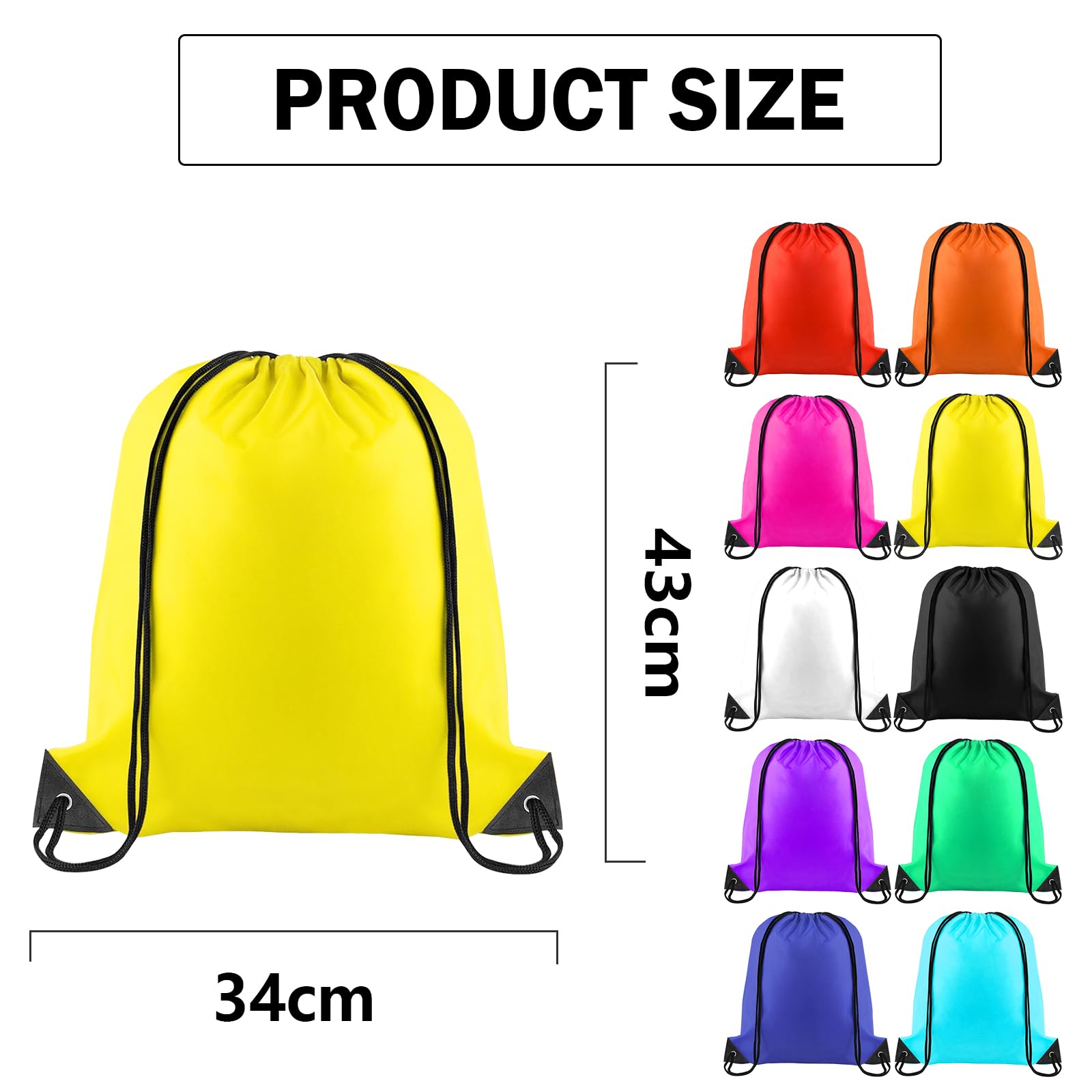 10 Pack Drawstring Backpacks - Bulk Cinch Tote Sports Bags for Gym, Travel & Storage | Durable Polyester String Backpack for Men Women Kids | Perfect for School, Beach, Shopping & Sports Events
