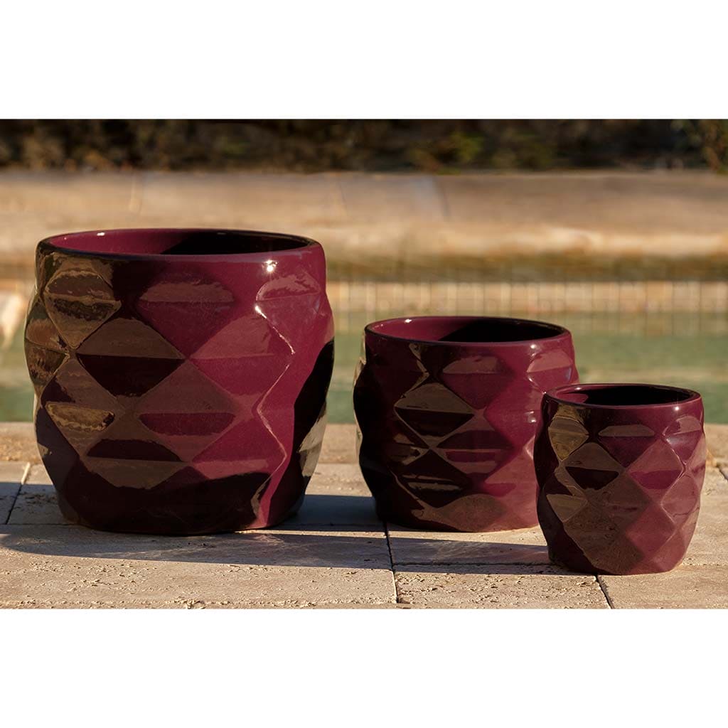 Campania International Origami Planter Set of 3 - Modern Plum Flower Pots for Indoor Plants, Home & Office Decor | Perfect for Succulents, Herbs & Small Houseplants