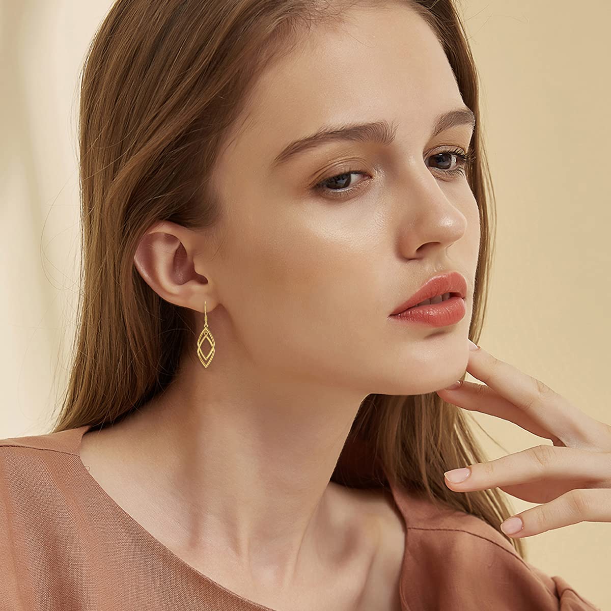 14K Gold Dangle Drop Earrings for Women - Real Gold Classic Infinity Hoop Earrings for Wife, Mother, Friend - Perfect for Weddings, Parties & Special Occasions