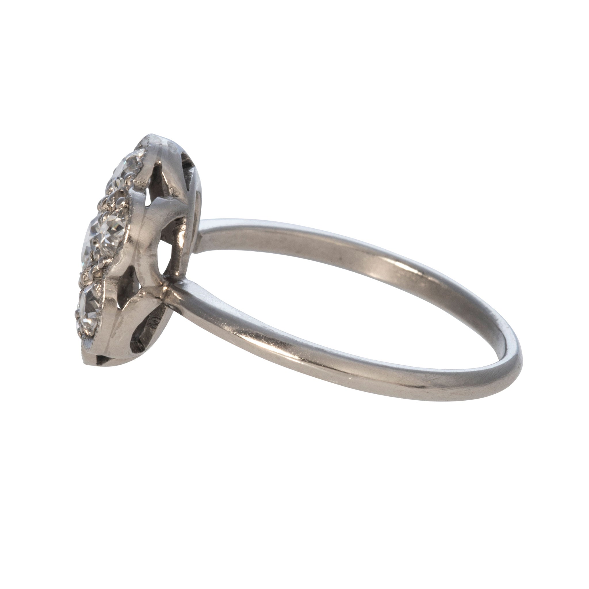 Antique Edwardian Diamond Flower Cluster Platinum Ring - Vintage Engagement & Wedding Band for Women - Perfect for Bridal, Anniversary & Special Occasions