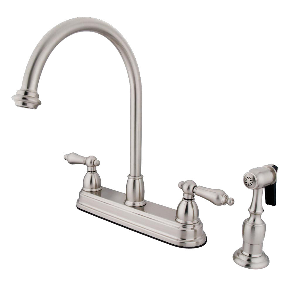 Kingston Brass KB3752ALBS 8-Inch Centerset Kitchen Faucet - Vintage Style Pull-Down Sprayer with High Arc Spout for Modern or Farmhouse Sinks (Perfect for Remodeling, RV, and Small Kitchen Spaces)