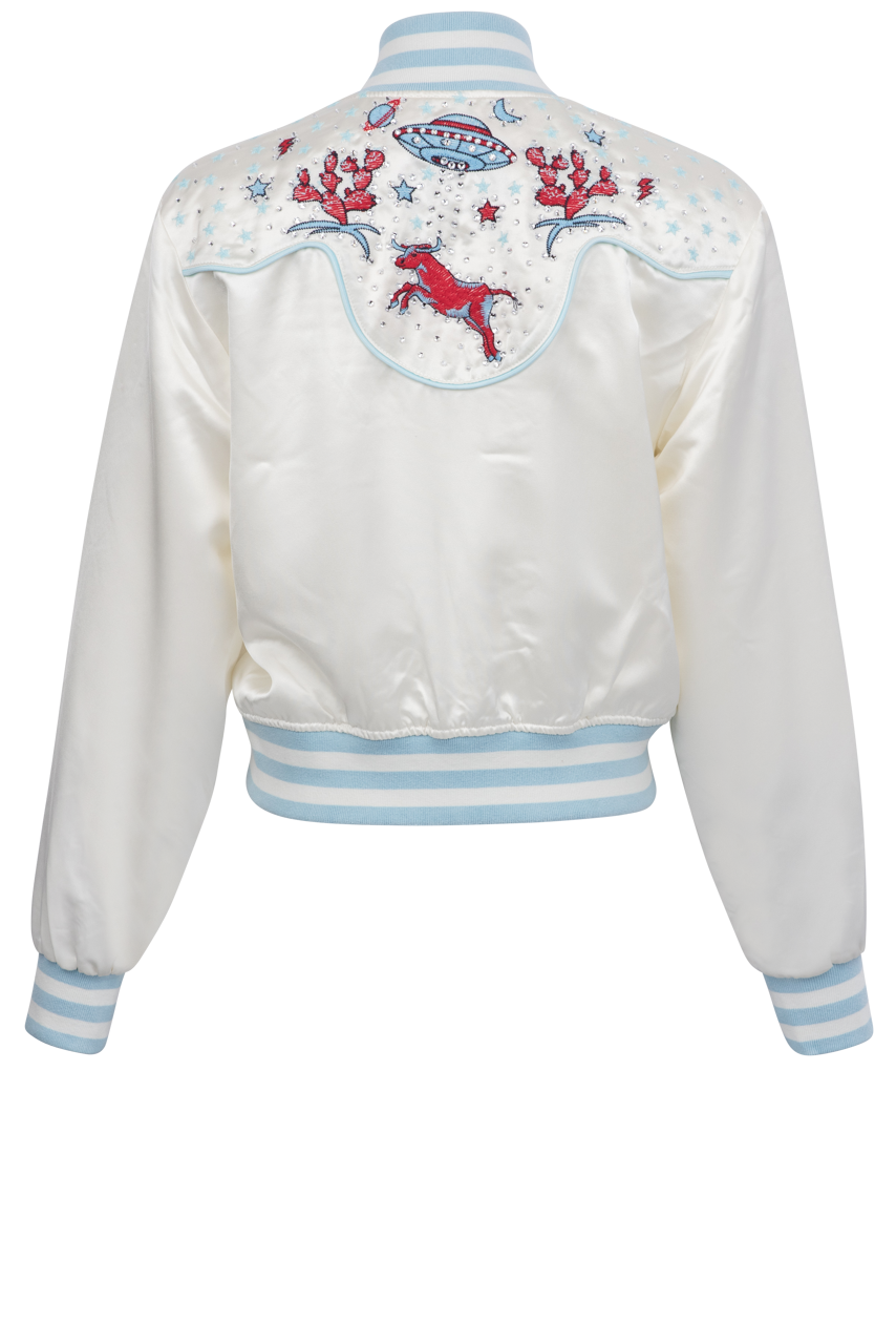 Double D Ranch Women's Beam Me Up Bomber Jacket - Stylish Vintage-Inspired Outerwear for Casual Wear, Night Out & Western Fashion