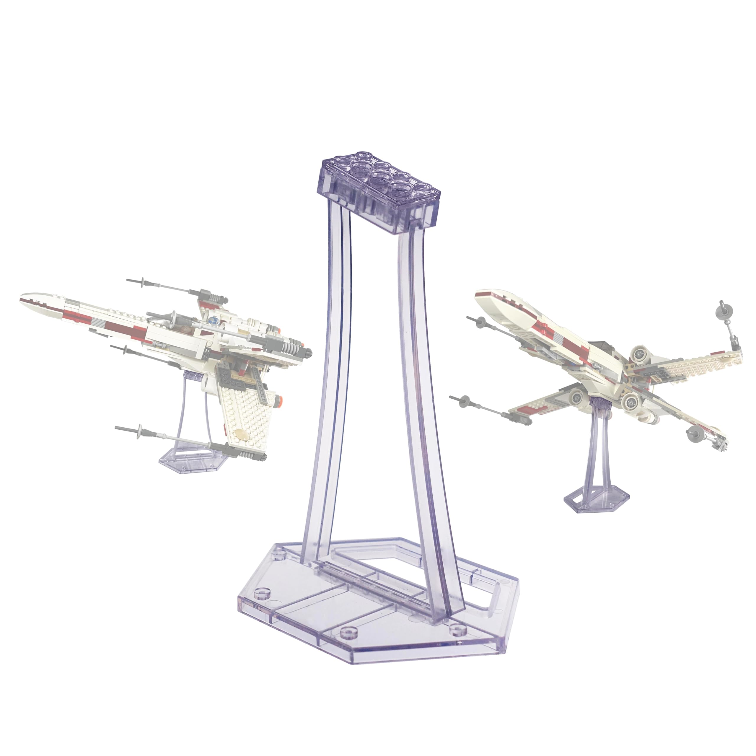 LEGO Starfighter Display Stand for X-wing 9493, 75273, 75301 & More - Transparent Plastic Angle Stand for TIE Bomber 75347, Mandalorian Starfighter 75316 - Perfect for LEGO Collections, Room Decor, and Star Wars Fans