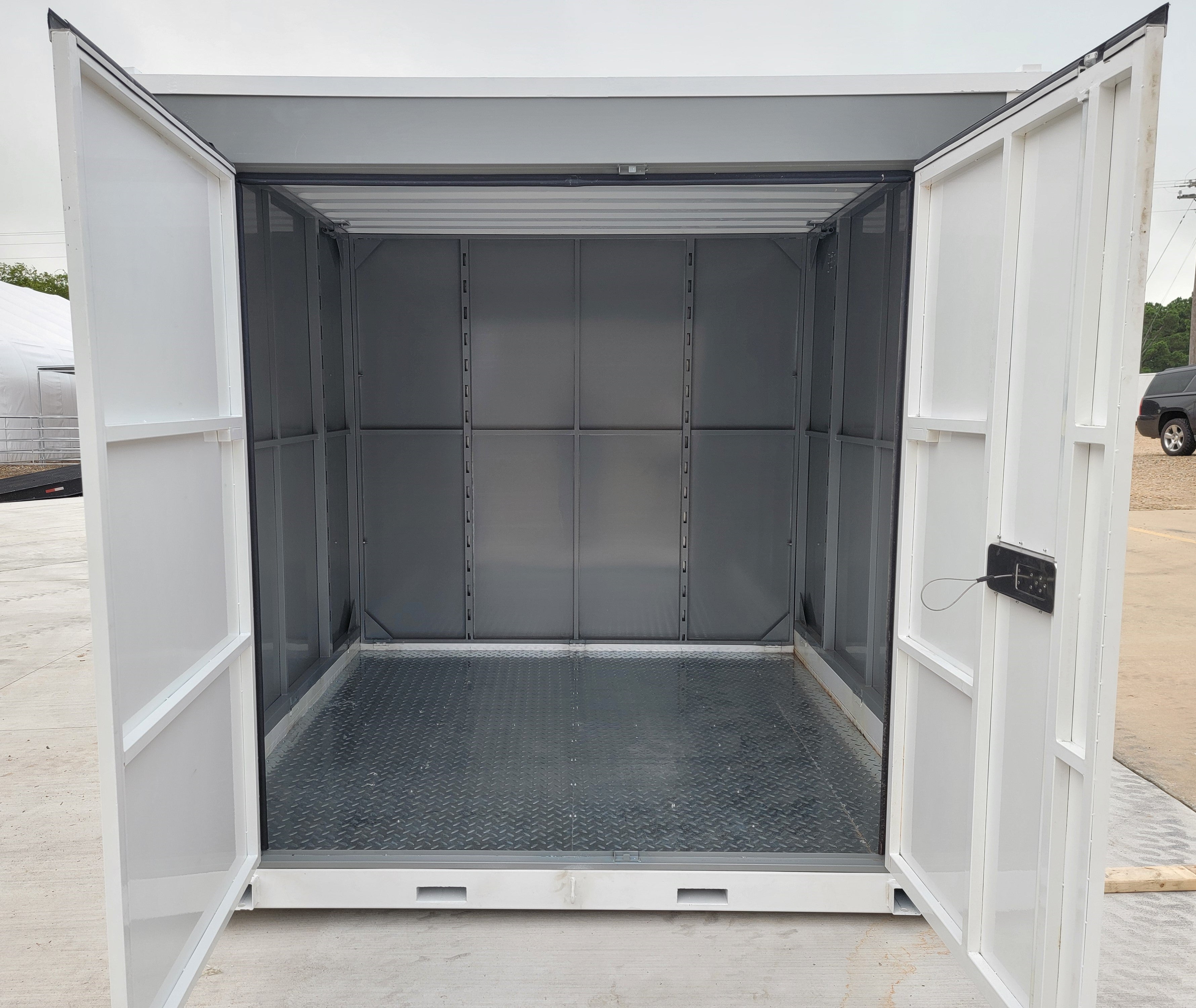 8'x8' Single Door Portable Storage Shed - Relocatable Steel Container Building for Backyard, Garden & Outdoor Storage | Weather-Resistant & Durable