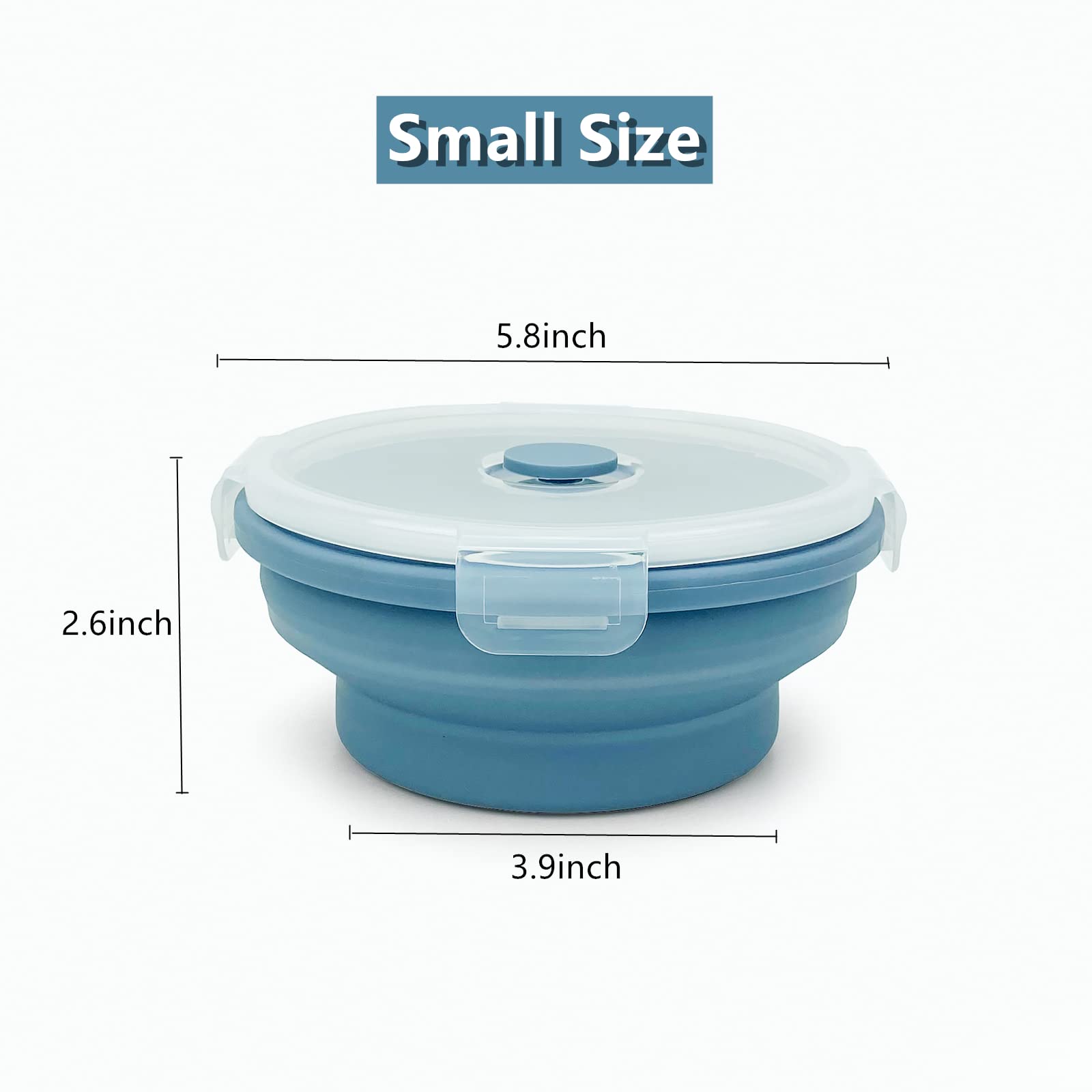 3pc Collapsible Silicone Bowls with Lids - Microwave Safe for Meal Prep, Camping & Travel - Blue