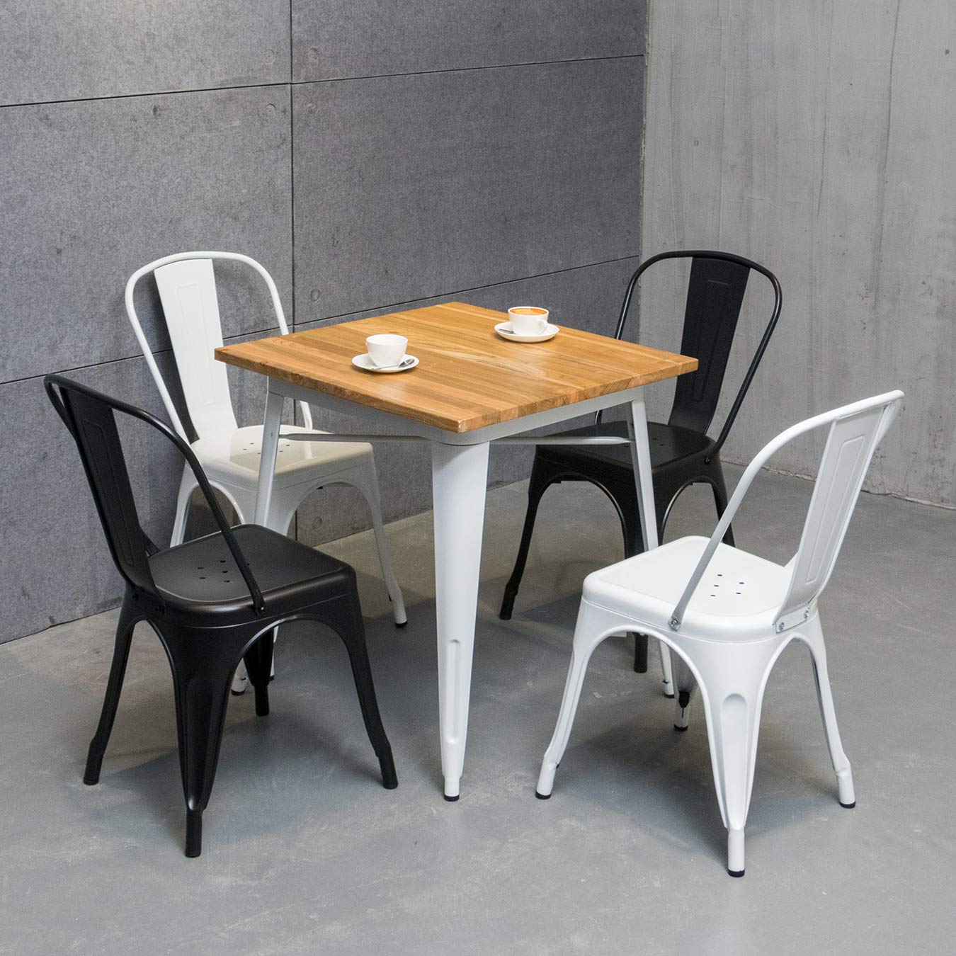 4-Piece White Metal Dining Chairs Set - 18