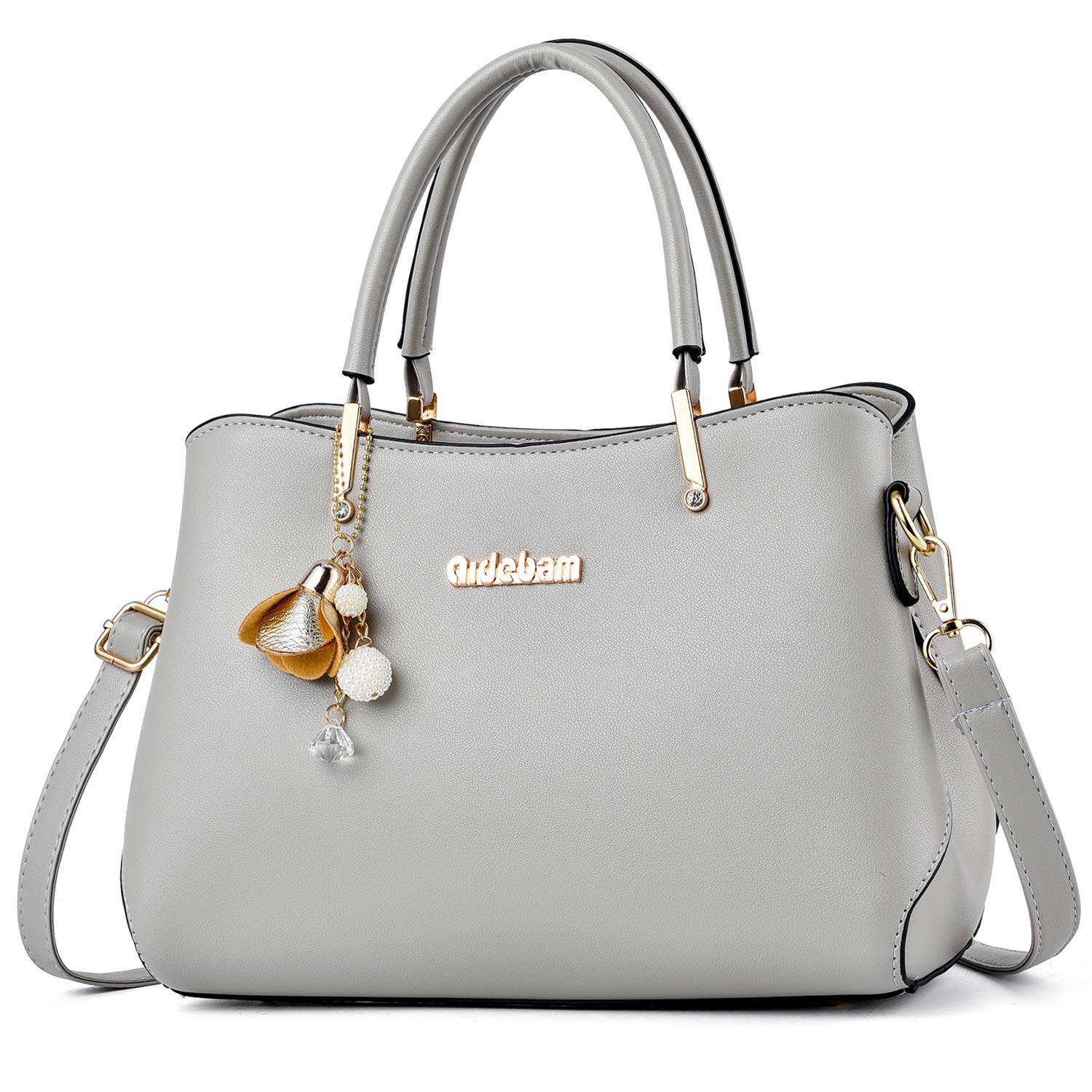 Stylish Women's Satchel Handbags with 3 Compartments & Charms - PU Leather Crossbody Purse for Daily Use, Work, and Travel
