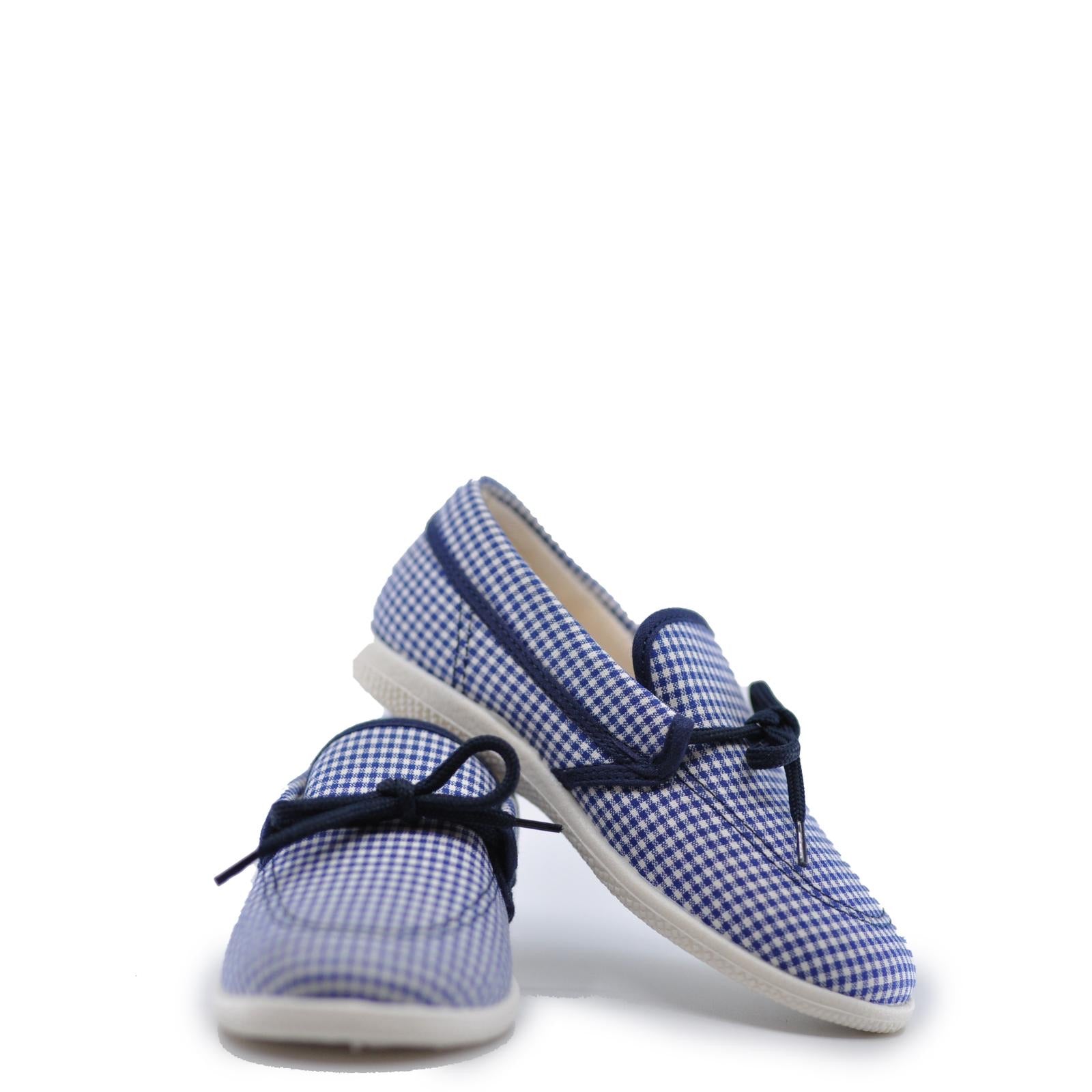 Pepe Navy Gingham Boat Shoes for Men - Classic Comfortable Slip-On Deck Shoes | Perfect for Sailing, Boating & Casual Summer Wear