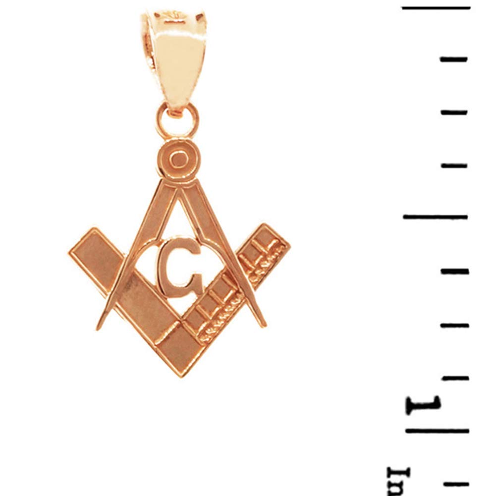 14K Rose Gold Freemason Square & Compass Pendant Necklace - Masonic Jewelry Gift for Men, Perfect for Lodge Meetings & Special Occasions