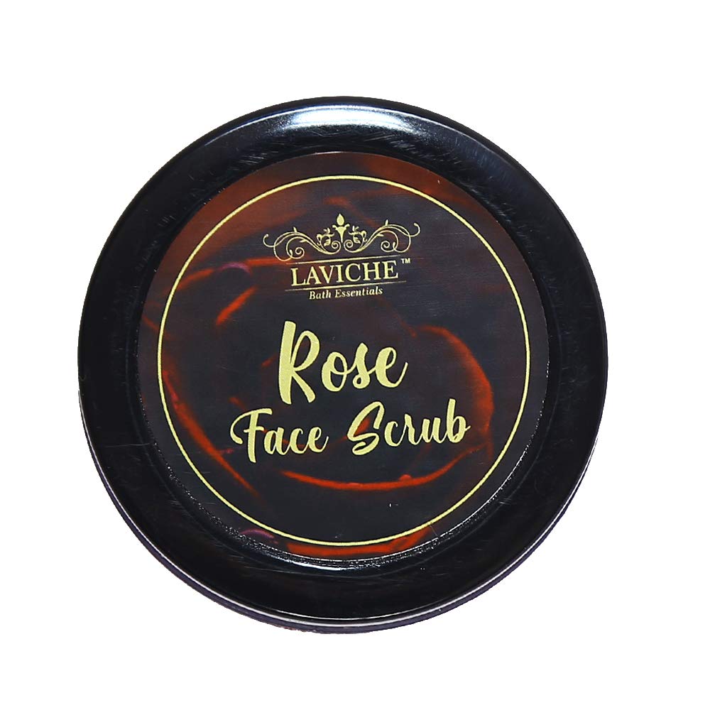 Laviche Rose Petal Face Scrub with Coconut Oil - Gentle Exfoliator for All Skin Types (50g) - Perfect for Daily Skincare Routine & Spa Day at Home