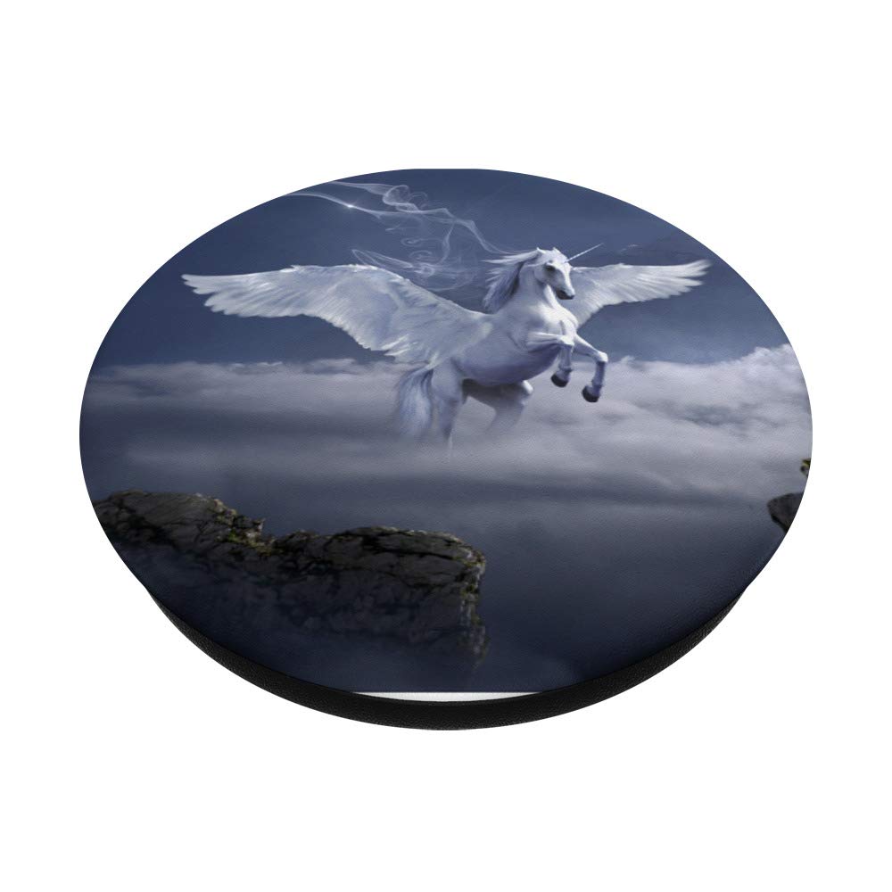 White Pegasus Unicorn Flying Design PopSockets PopGrip - Swappable Phone & Tablet Grip for iPhone, Samsung, iPad | Perfect for Gaming, Reading & Travel Accessories