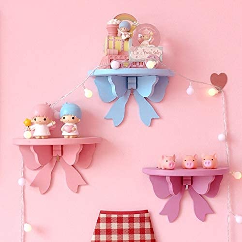 Cute Pink Floating Wood Shelf - Kawaii Wall Decor for Girls Room, Bedroom, Nursery & Office - Stylish Storage & Display Solution
