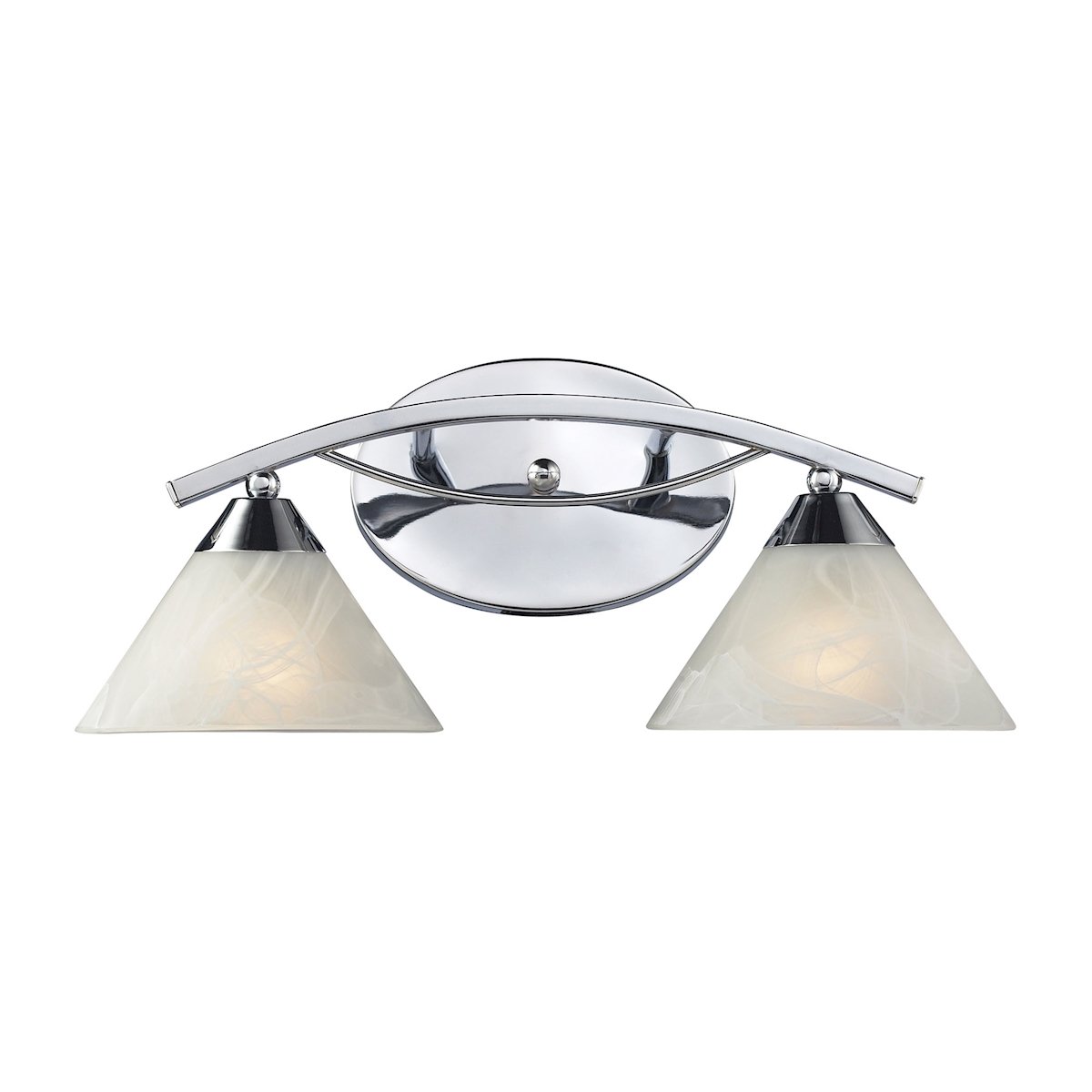 Elysburg 2-Light Bathroom Vanity Light Fixture - Polished Chrome Finish with White Marbleized Glass Shades - Perfect for Bathroom, Powder Room or Dressing Room Lighting