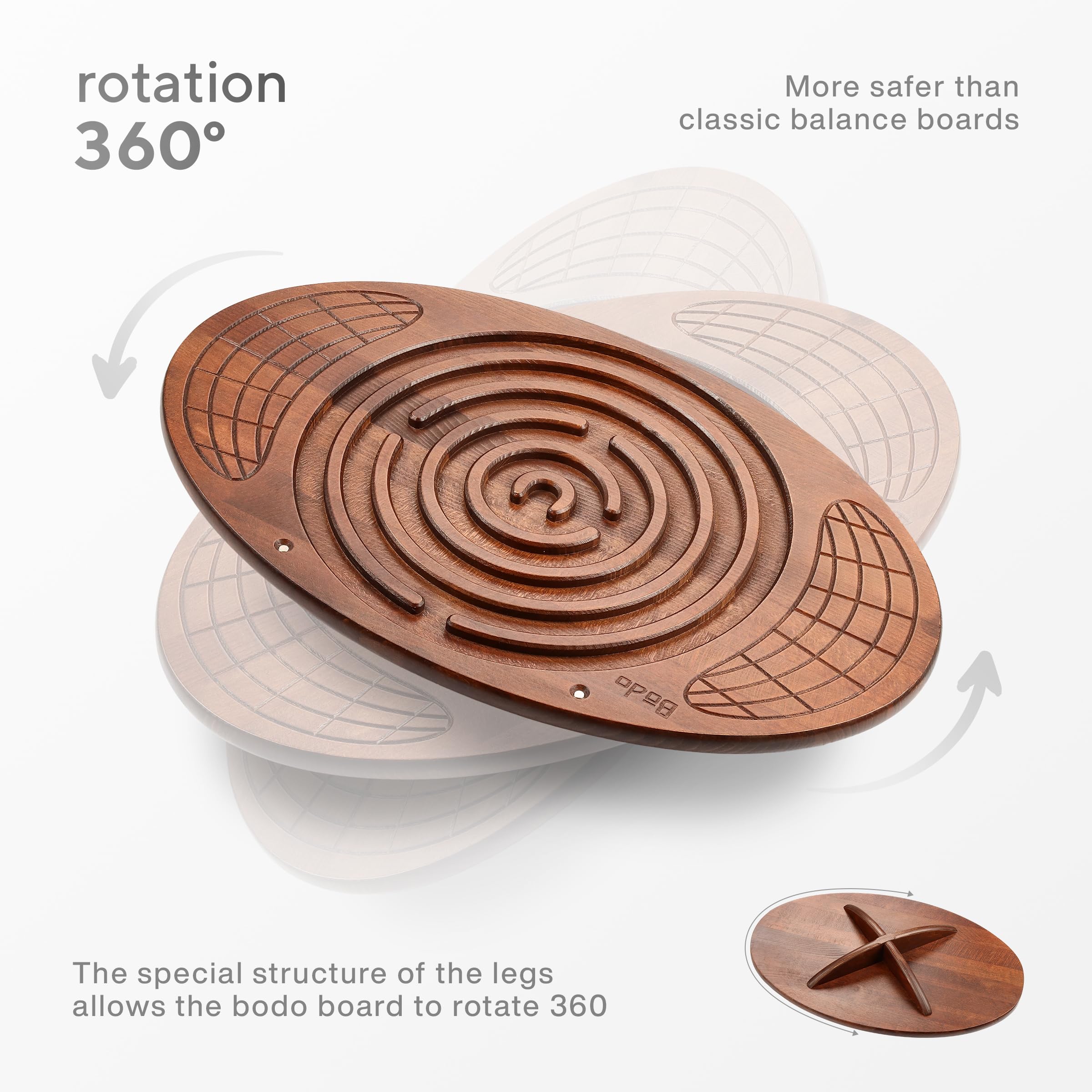 Bodo Maze Balance Board - Wooden Wobble Board for Kids, Teens & Adults - Exercise, Physical Therapy & Fitness Training - Improves Balance for Skiing, Surfing, Snowboarding & Skateboarding - Fun Labyrinth Game for Indoor/Outdoor Use