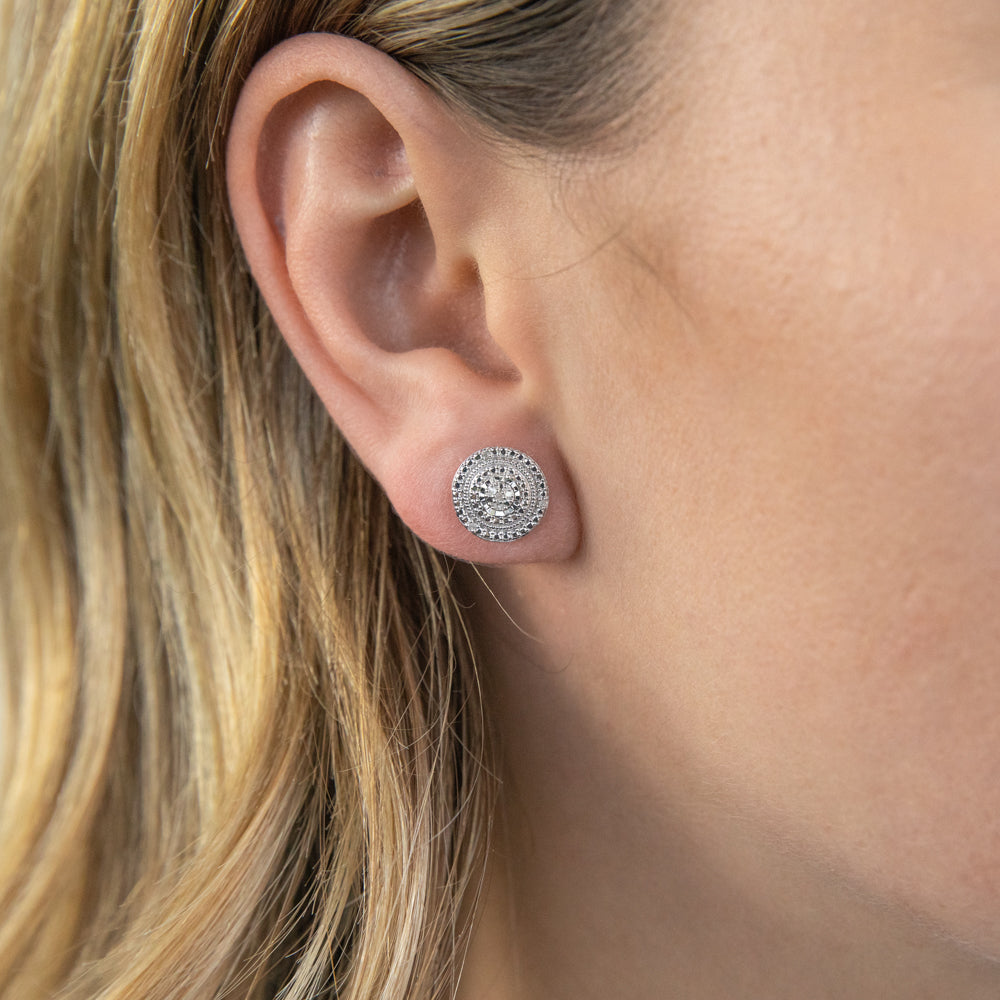 14K Gold Plated Sterling Silver Diamond Stud Earrings for Women - Perfect for Weddings, Anniversaries & Special Occasions