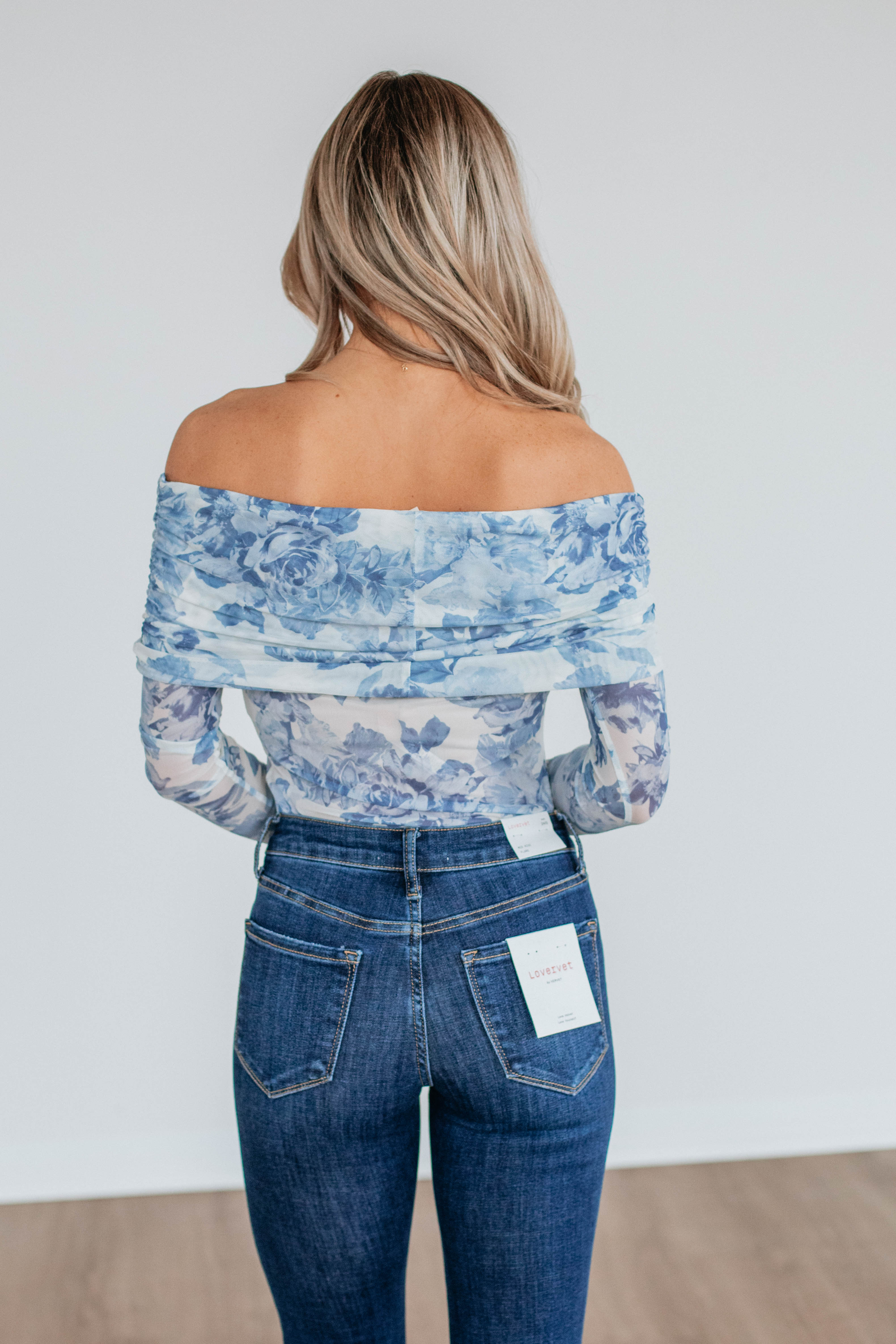 Elise Floral Mesh Bodysuit for Women - Sky Blue Mix Lingerie, Sexy Lace Teddy Bodysuit for Date Night & Boudoir Photography