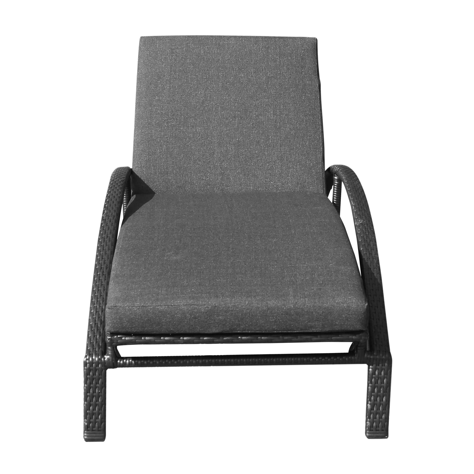 Armen Living Mahana Outdoor Patio Chaise Lounge Chair - Black Aluminum & Wicker Design with Comfortable Charcoal Cushion | Perfect for Poolside, Backyard Relaxation & Sunbathing