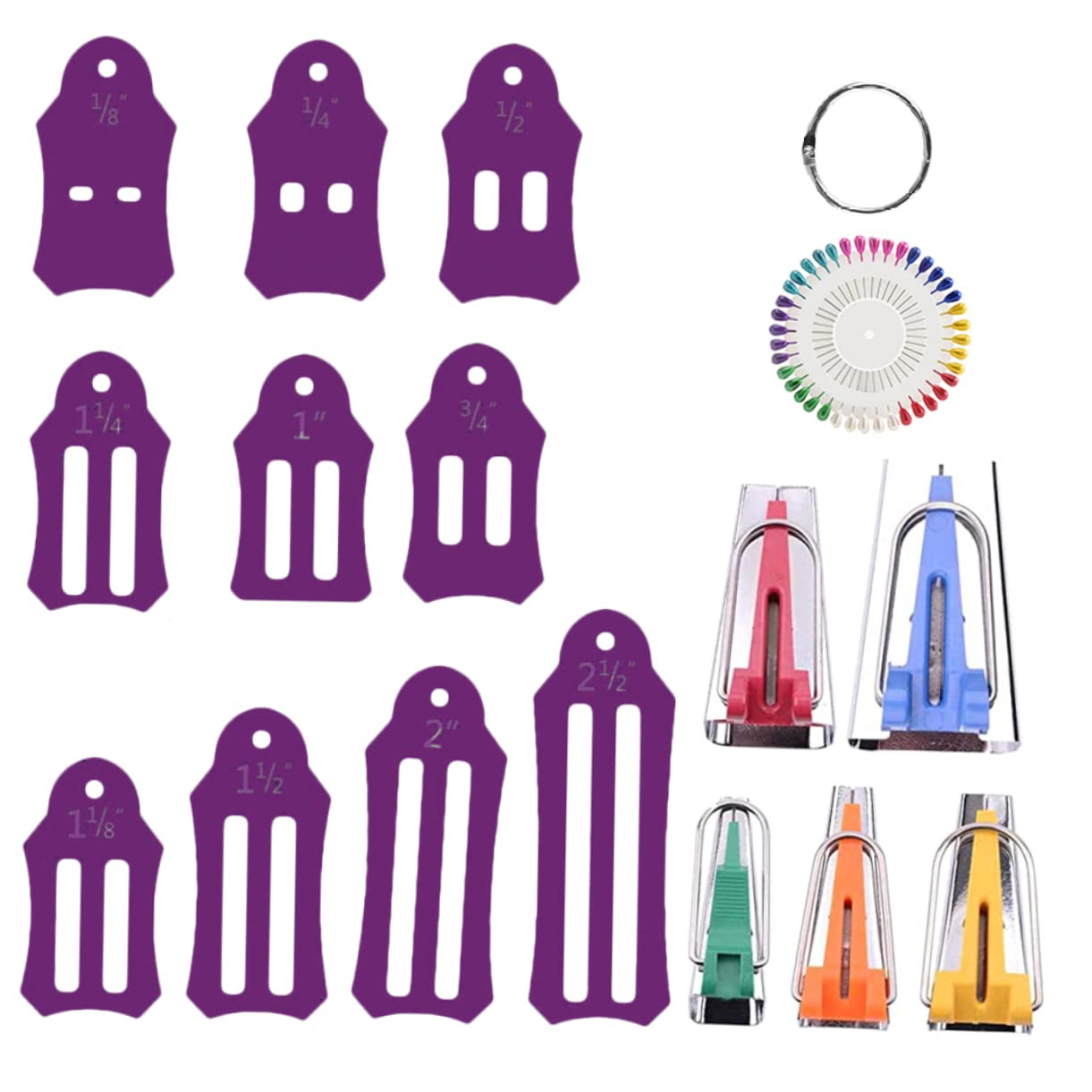 Tofficu Bias Tape Maker Tool Kit - 5 Sizes Fabric Sewing & Quilting Supplies for DIY Bias Binding Tape - Perfect for Quilting, Dressmaking, and Craft Projects