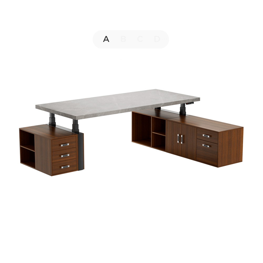 Zen Pro Series 87/72 Executive Standing Desk with Cabinets Set - Heated Sintered Stone Top | Adjustable Height Office Desk for Home & Workspace | Perfect for Remote Work & Modern Office Setup
