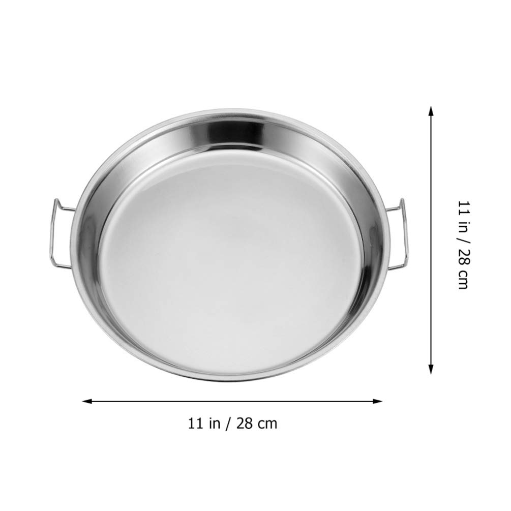 2-Piece Stainless Steel Steaming Tray Set - 28cm Double Handle Cake Pan, Noodle Rack & Rice Plate - Heat-Resistant for Baking, Cooking & Food Prep - Perfect for Asian Cuisine, Party Serving & Restaurant Use