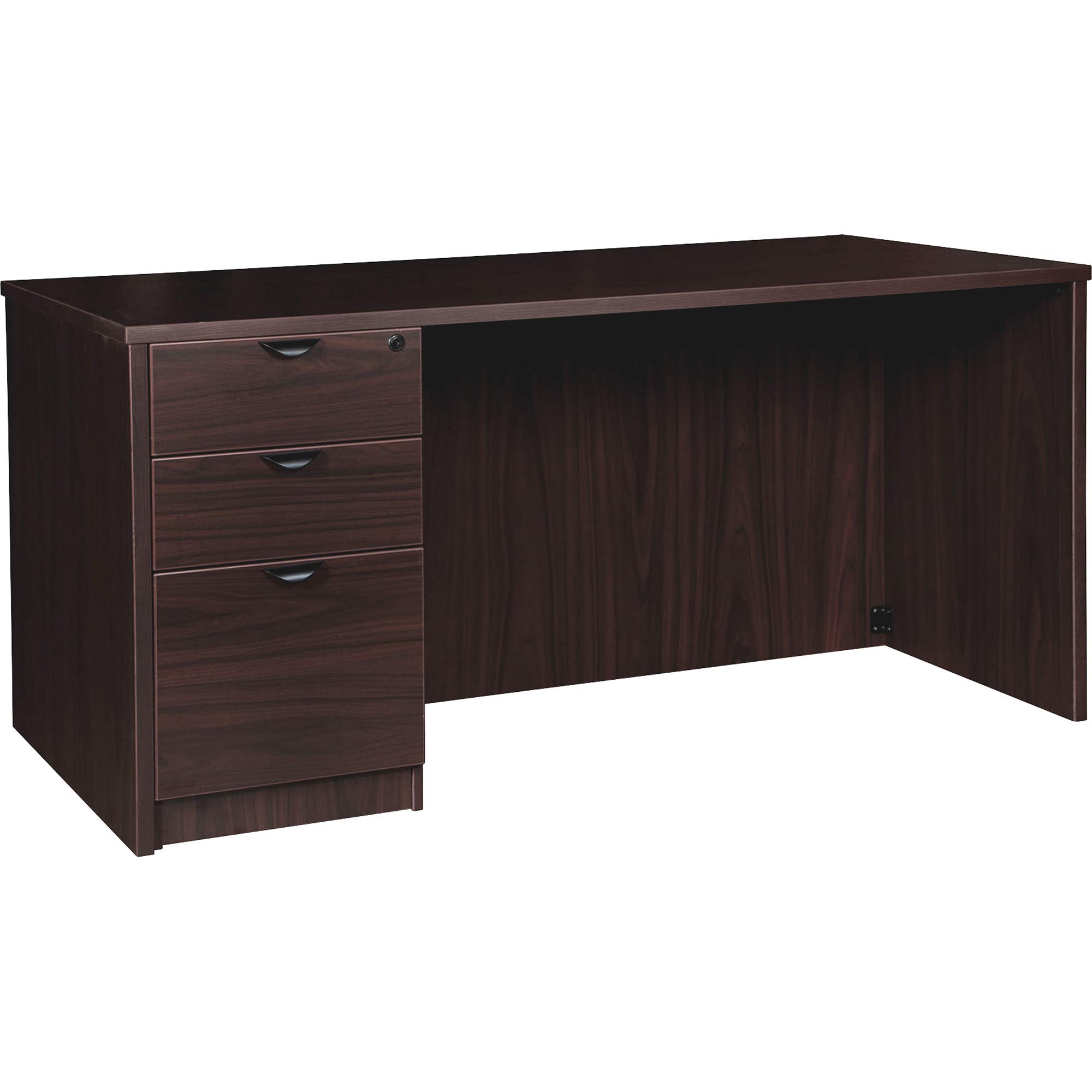 Lorell Prominence 2.0 Espresso Laminate Left-Pedestal Office Desk with File Box - Modern Executive Workstation for Home & Business Use