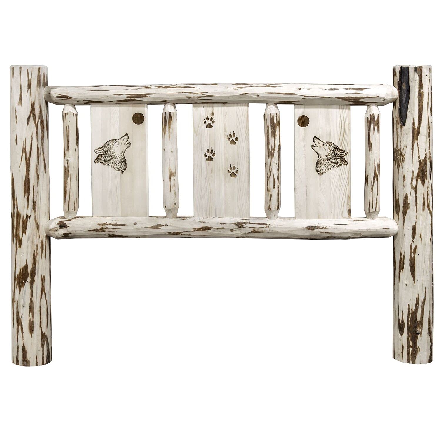 Montana Collection Queen Size Headboard with Laser Engraved Pine Tree Design - Unfinished Solid Wood Bed Frame Headboard for Rustic Cabin, Farmhouse & Lodge Bedroom Decor