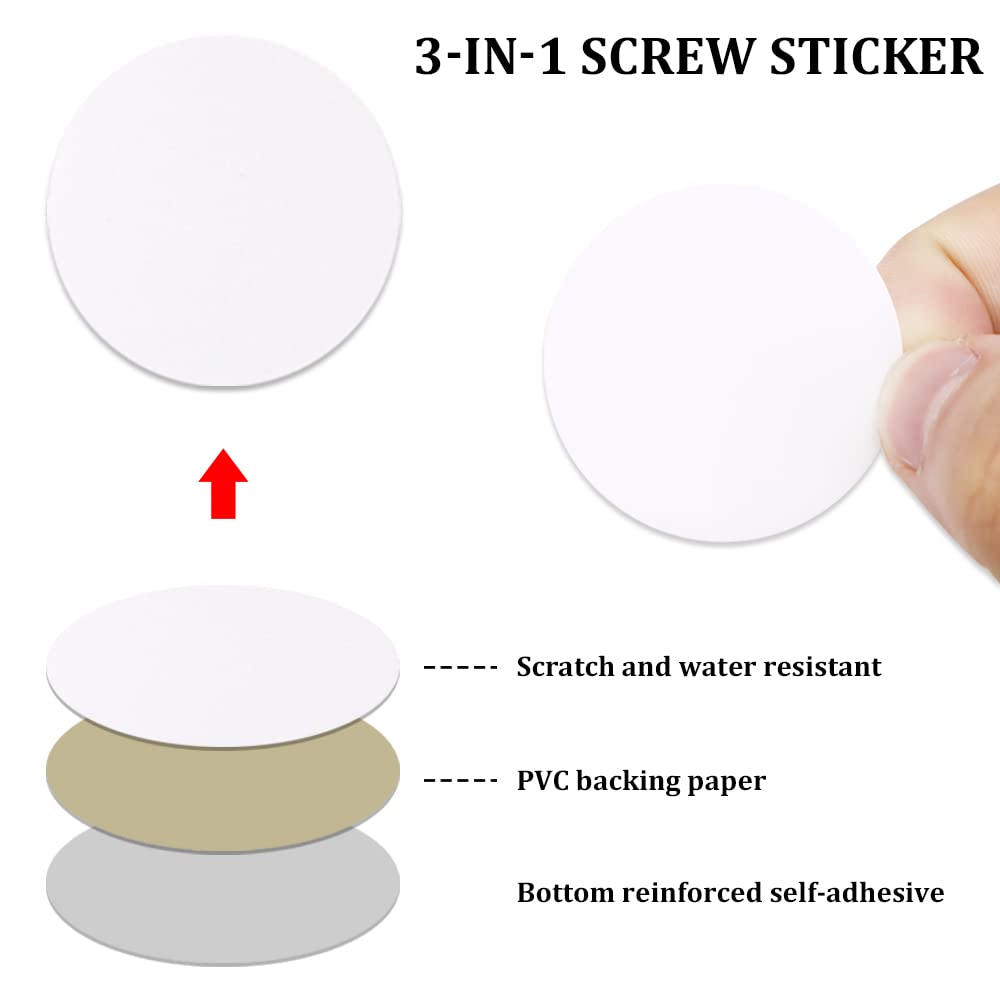 40mm Large Adhesive Screw Hole Cover Stickers - 150Pcs White PVC Self-Adhesive Furniture Screw Caps for Wood Cabinets, Walls & Home Repair - Perfect for Concealing Unsightly Screws in Kitchen, Bathroom & Office Spaces