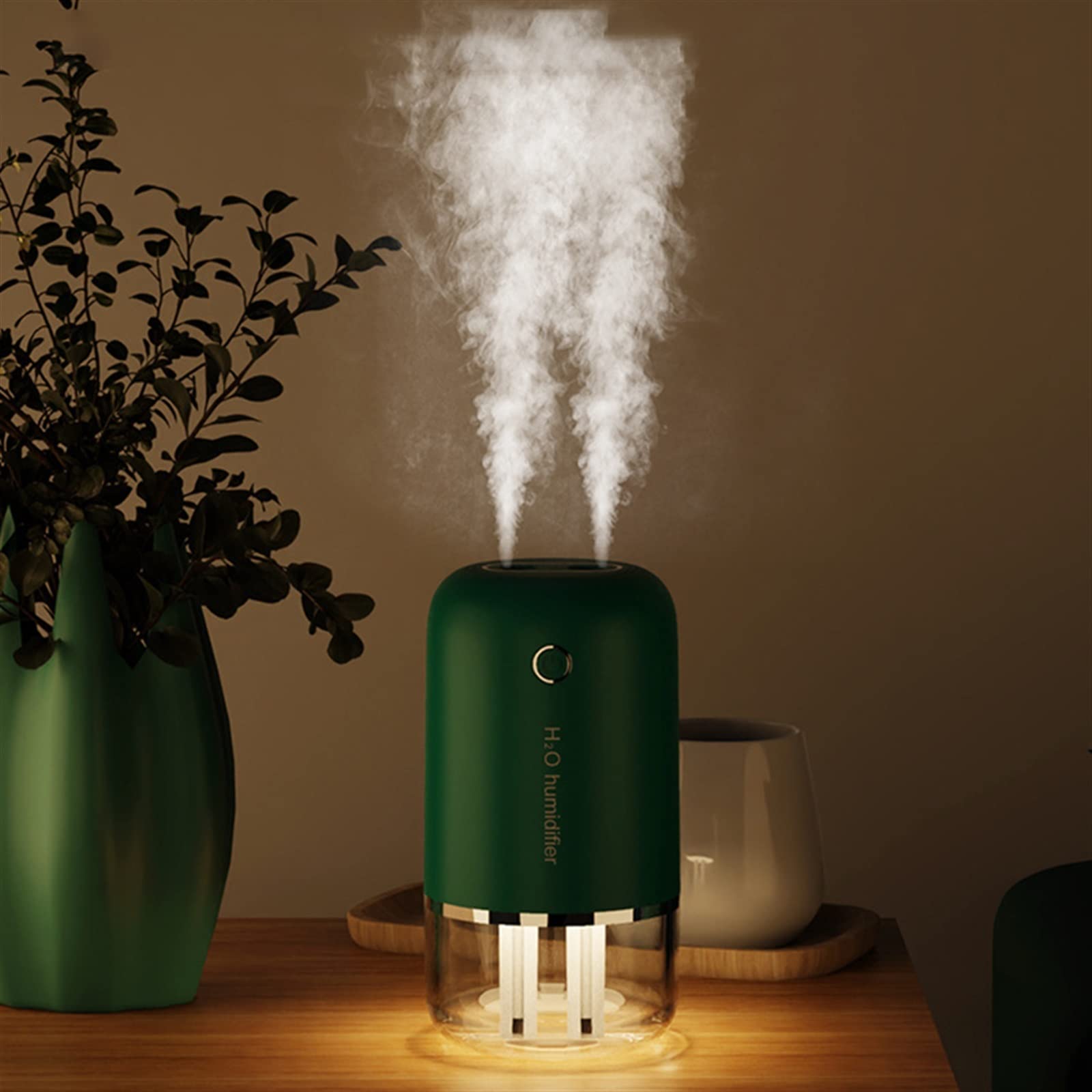 400ML Wireless Double Nozzle Air Humidifier & Essential Oil Diffuser with Night Light - 1200mAh Rechargeable for Home, Office, Car - Perfect for Aromatherapy, Dry Air Relief & Relaxation