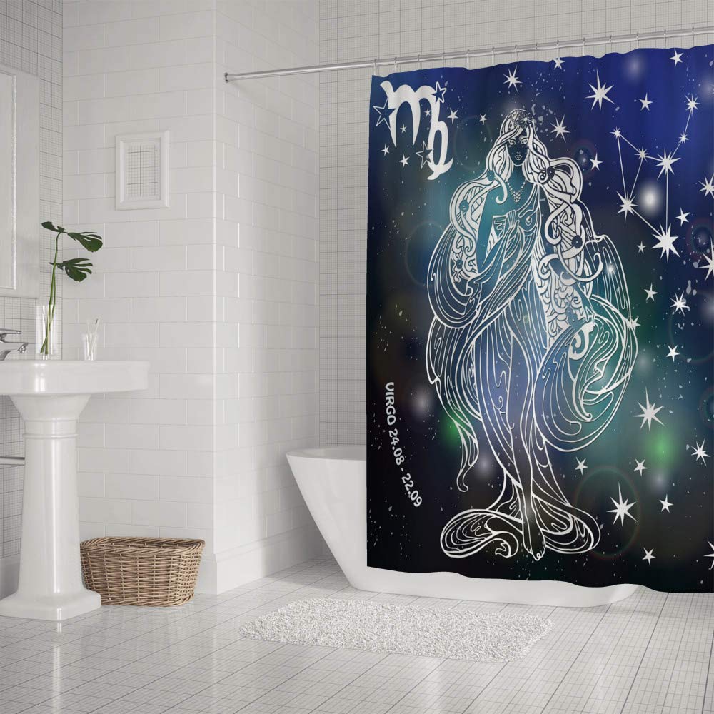 Hapuxt Waterproof Shower Curtain 60x72 Inch - Virgo Astrology Design, Polyester Fabric with 12 Hooks, Machine Washable & Durable - Perfect for Bathroom Decor, Spa Retreats & Modern Home Accessories