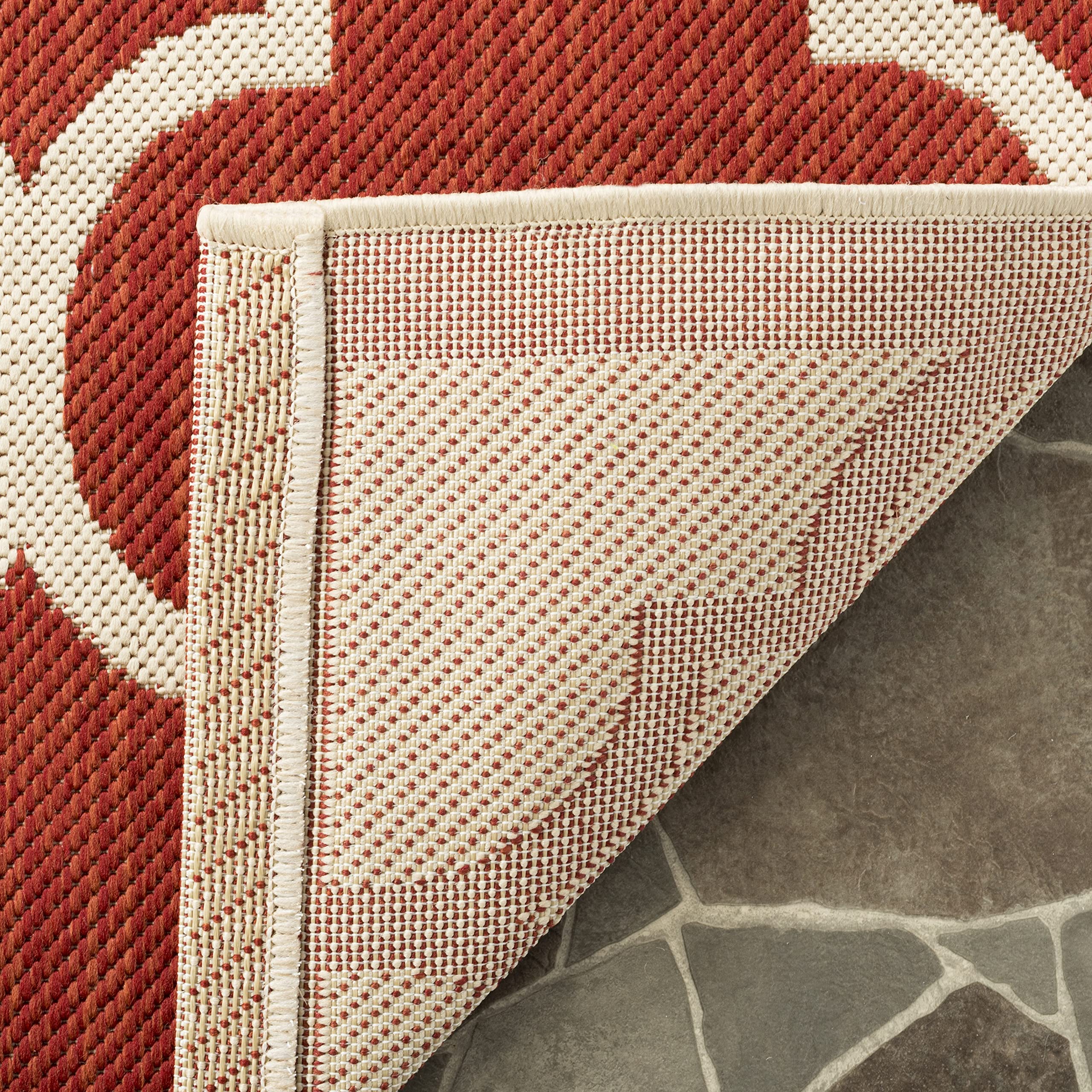 SAFAVIEH Courtyard Collection 8' x 11' Red & Bone Trellis Design Area Rug - Non-Shedding, Easy Care, Washable Indoor/Outdoor Rug - Perfect for Living Room, Bedroom, Patio, Backyard & Mudroom (CY6914-248)