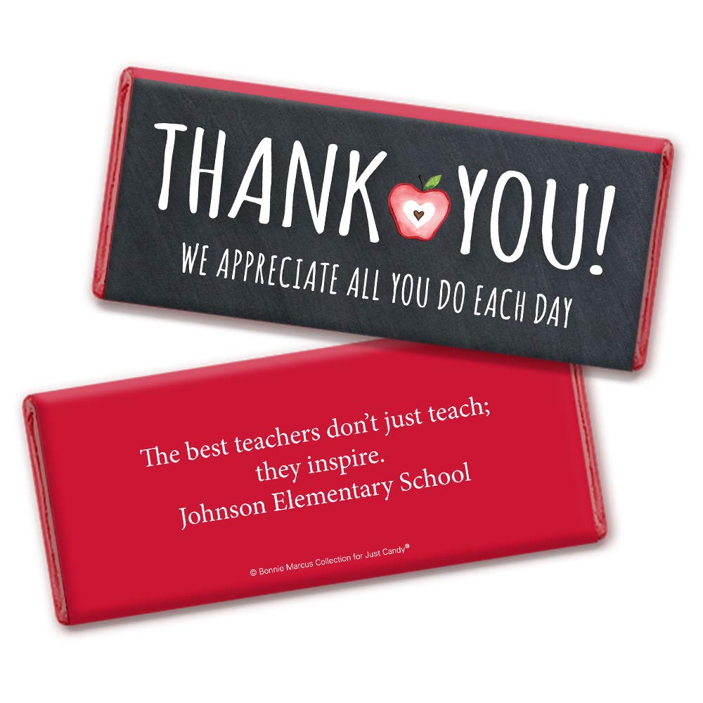 Personalized Chocolate Bars for Teacher Appreciation Gifts - Bulk Pack of 12 Custom Candy Favors - Perfect for Classroom Rewards, End of Year Gifts & Thank You Treats