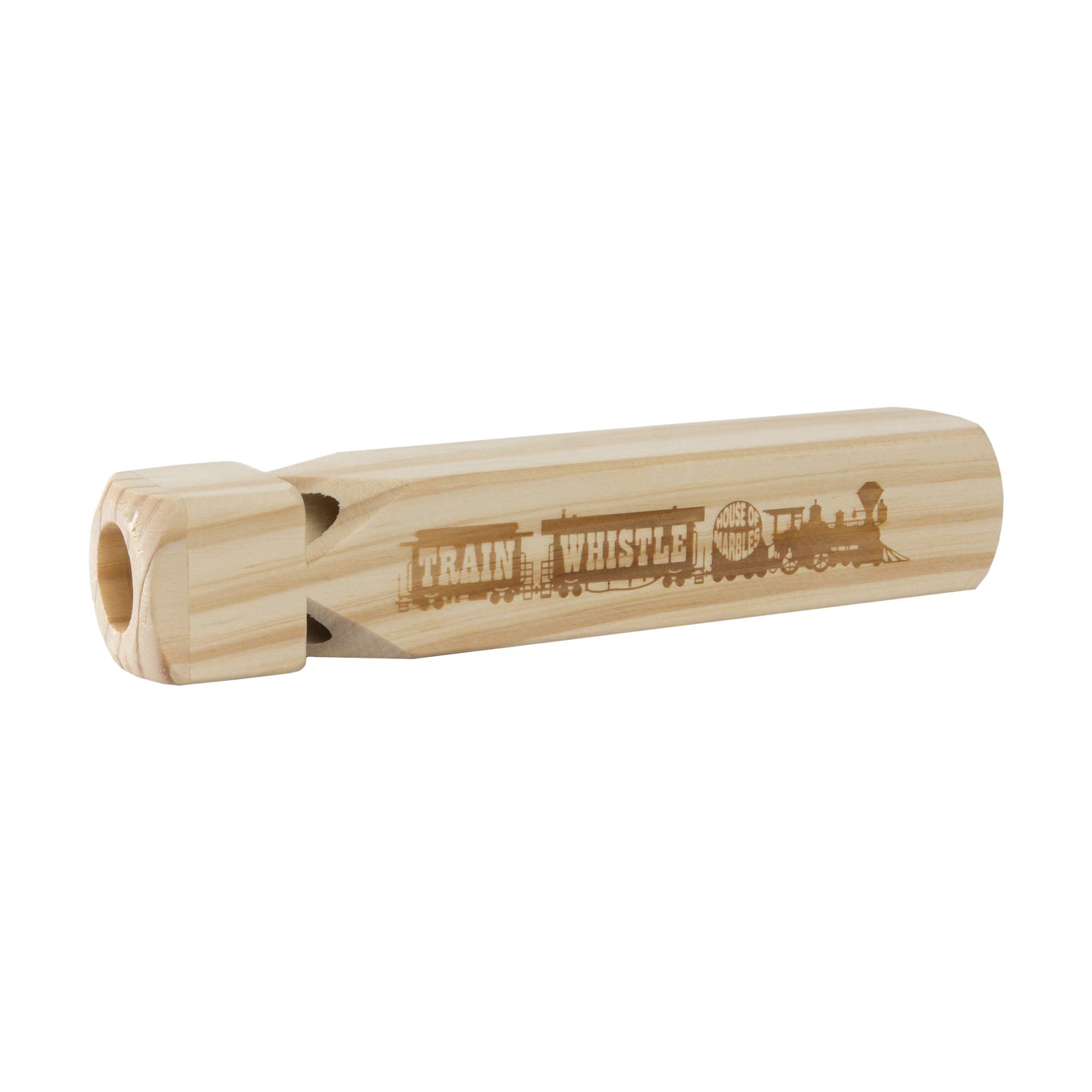 House Of Marbles Wooden Train Whistle - Classic Wood Toy Whistle for Kids, Vintage Train Sound Whistle for Children's Party Favors & Outdoor Play