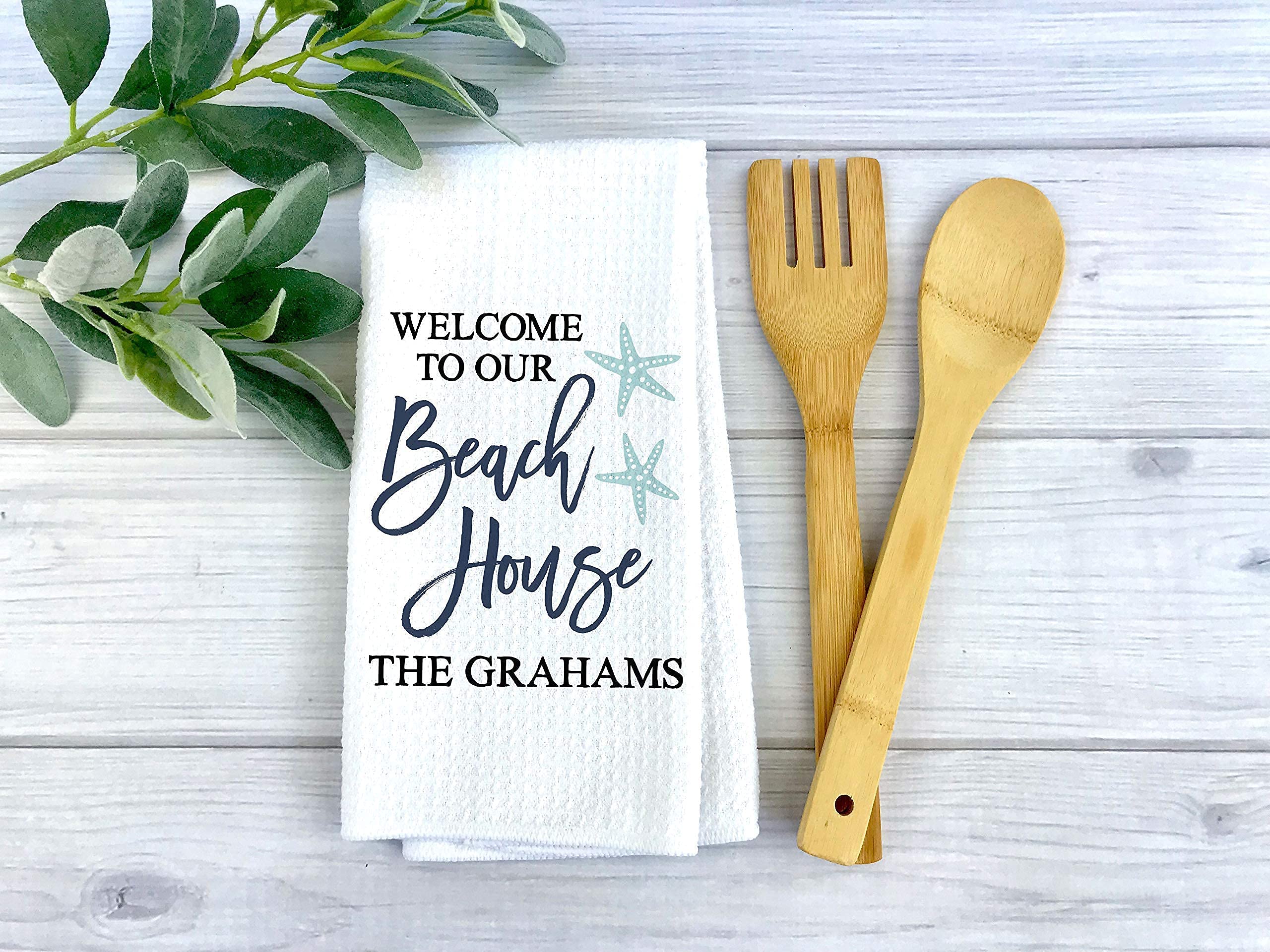 Custom Waffle Weave Dish Towel - Personalized Nautical Beach House Kitchen Towel | Absorbent & Durable for Kitchen, Bathroom & Coastal Home Decor | Perfect for Beach Houses, Vacation Rentals & Coastal-Themed Gifts