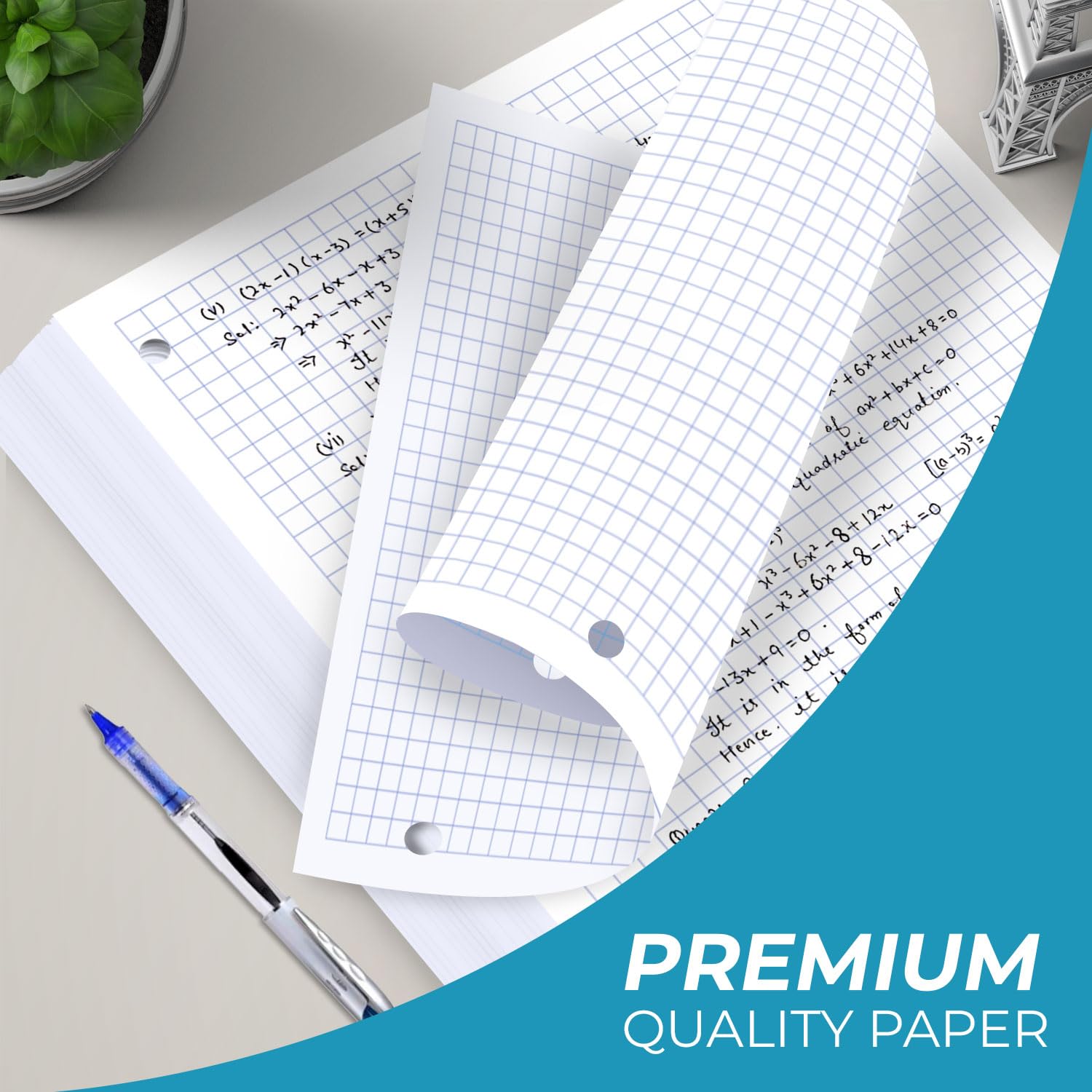 4x4 Grid Graph Paper 3 Pack - 450 Sheets, 8