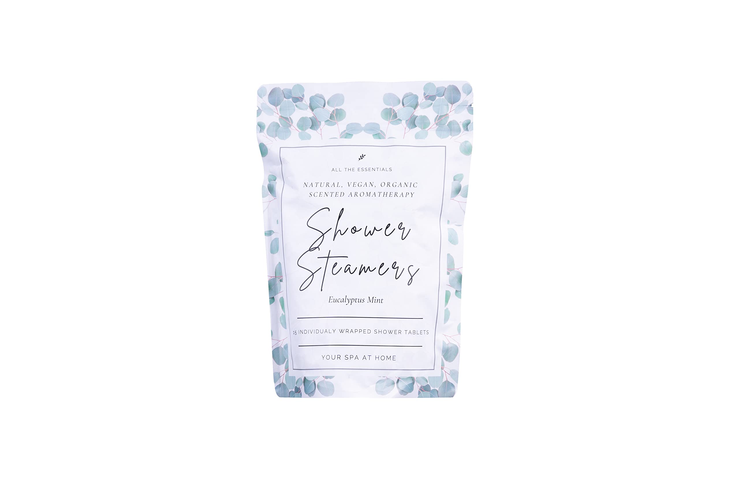 Organic Shower Steamers with Eucalyptus & Mint - Aromatherapy for Congestion Relief & Relaxation, Pack of 15 - Perfect for Spa Day, Self-Care Gifts for Men & Women, Stress Relief & Better Sleep