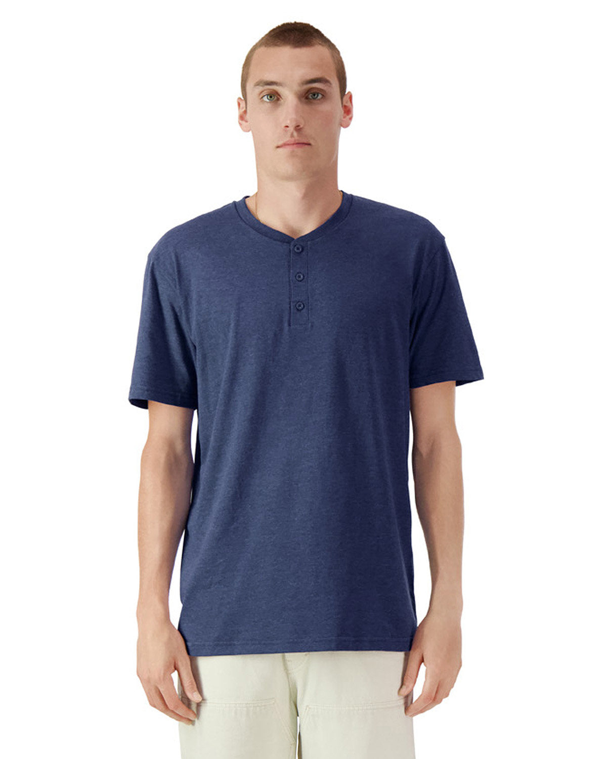 American Apparel 2004CVC Unisex Henley T-Shirt - Soft Cotton Blend Crew Neck Tee for Men & Women | Perfect for Casual Wear, Layering & Everyday Comfort