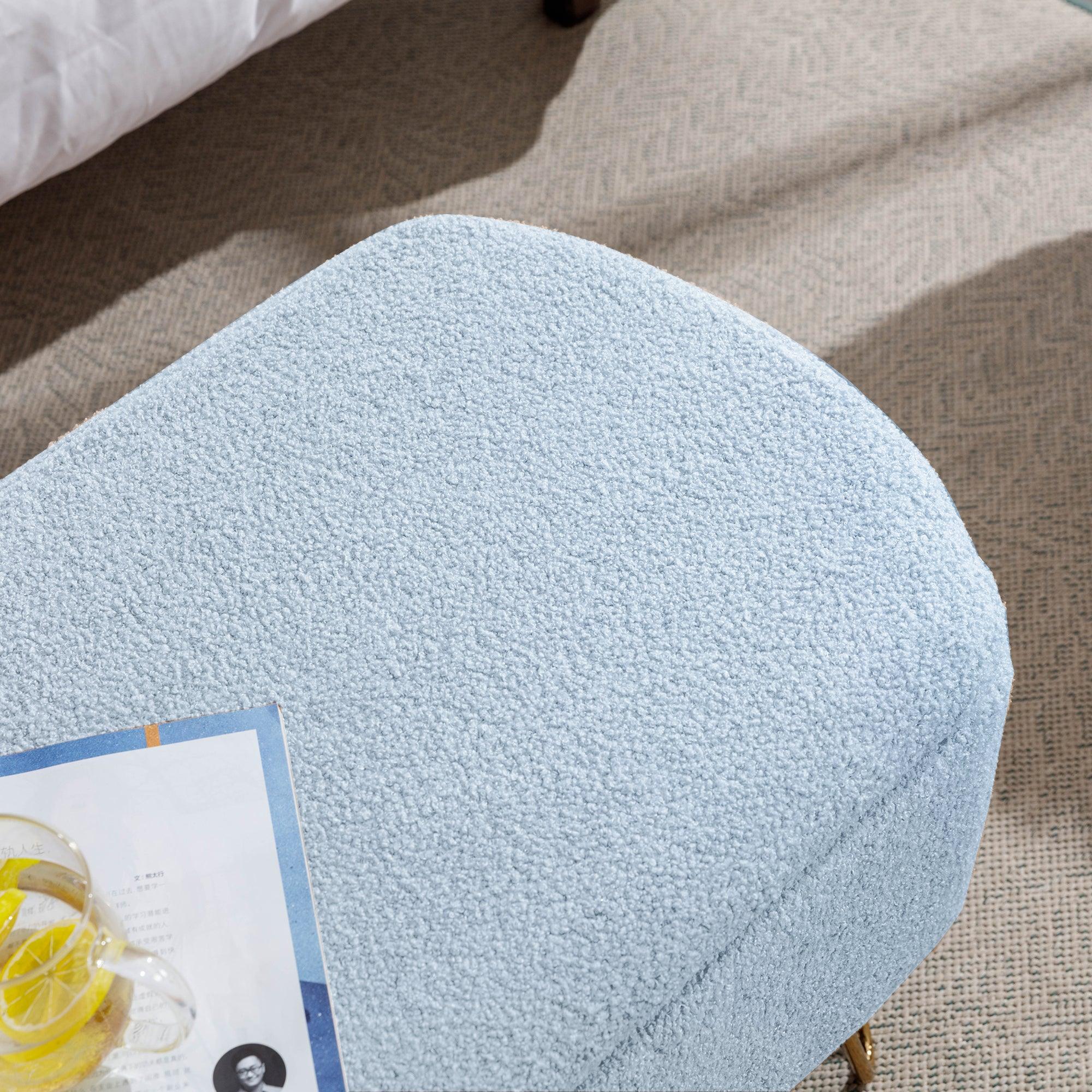 Modern Blue Storage Ottoman Bench with Gold Legs & Grey Faux Fur Upholstery - Padded Seat with Hidden Storage for Bedroom, Living Room & Entryway | Perfect for Extra Seating, Footrest & Home Organization