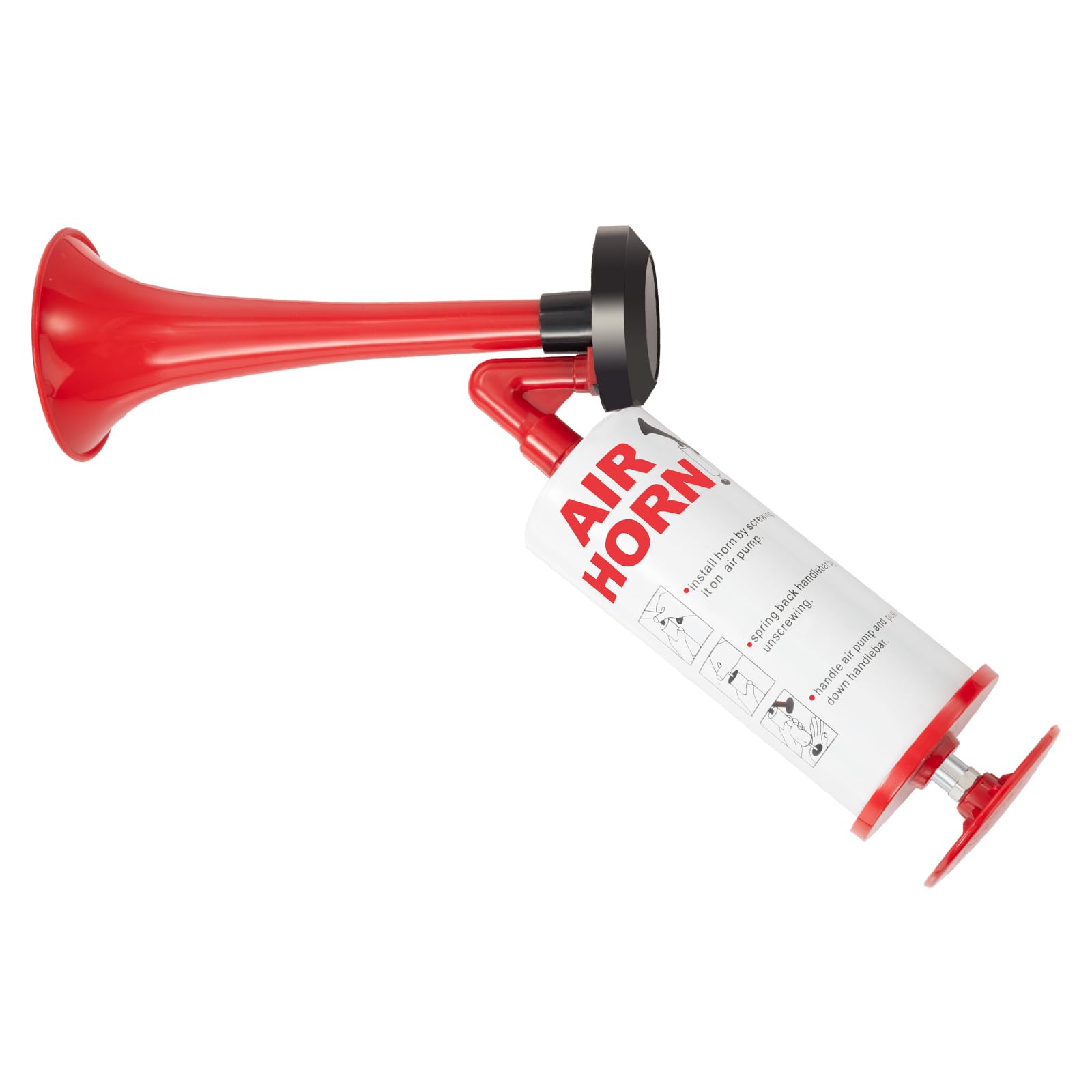 Handheld Air Horn - Loud Noise Maker for Sports Events, Boating, Safety Alerts & Parties - Durable Aluminum Body with Air Pump (Red) - Perfect for Emergency Signaling, Stadium Cheering & Marine Safety