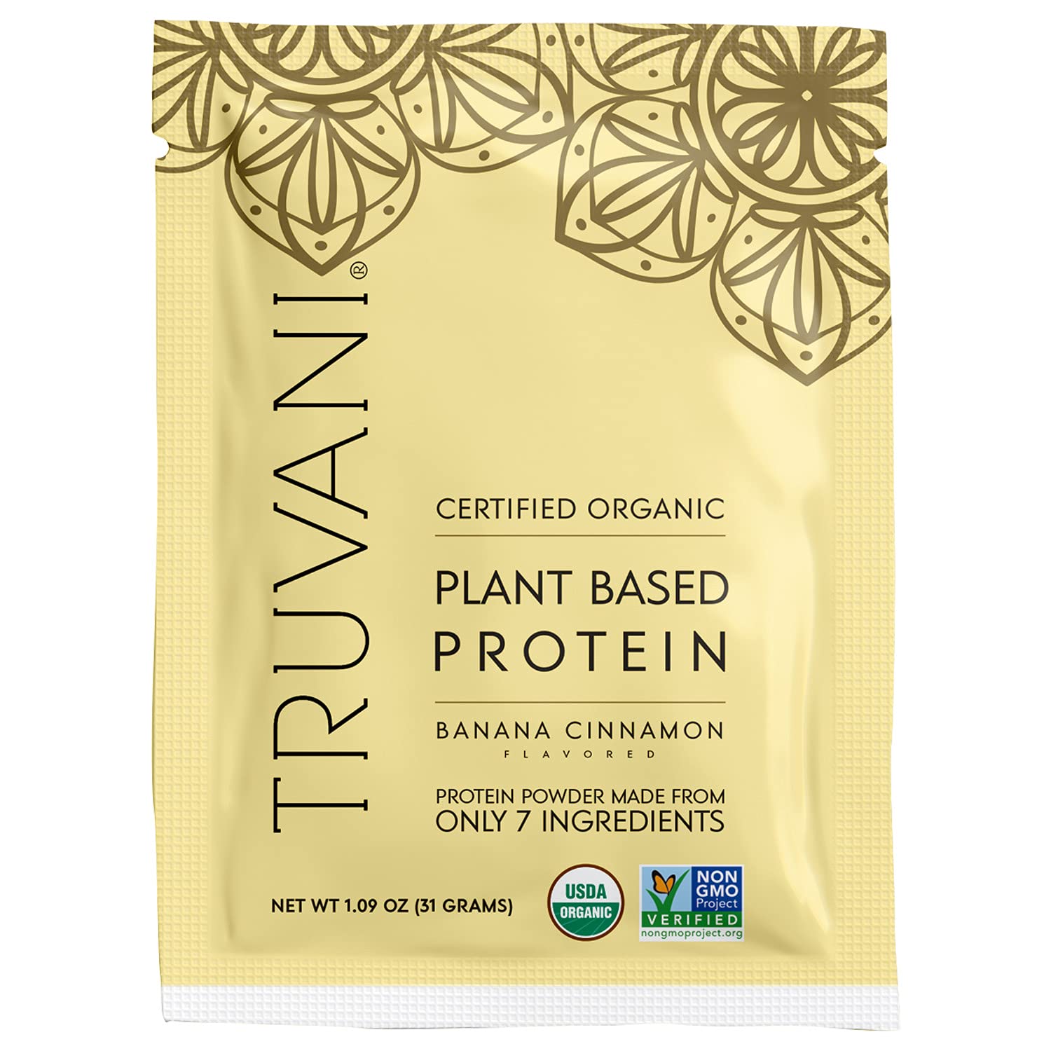 Truvani Organic Vegan Protein Powder - Banana Cinnamon Flavor | 20g Plant-Based Protein per Serving | Pea Protein for Men & Women | Non-GMO, Gluten-Free, Dairy-Free | Perfect for Post-Workout Recovery & Smoothies