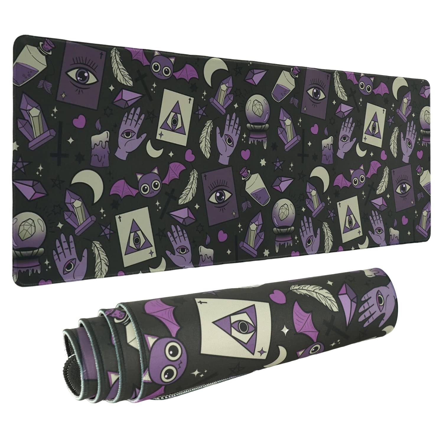 Gothic XL Gaming Mouse Pad - Black & Purple Witch Design, Large Extended Mouse Mat (31.5