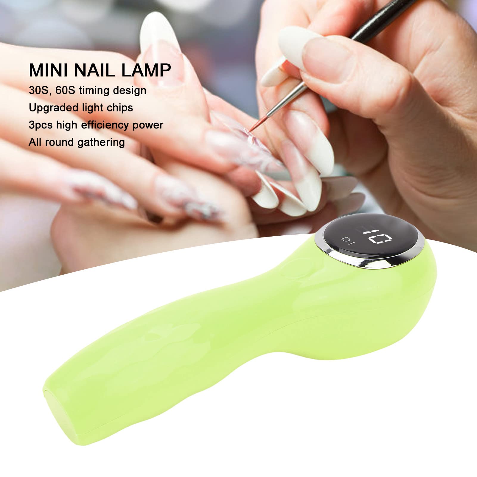 UBERSWEET® 5W Portable Mini Nail Dryer Lamp for Gel Polish Curing - Fast Drying LED Nail Art Light (Green) | Perfect for Home Manicures & Salon Nail Extensions