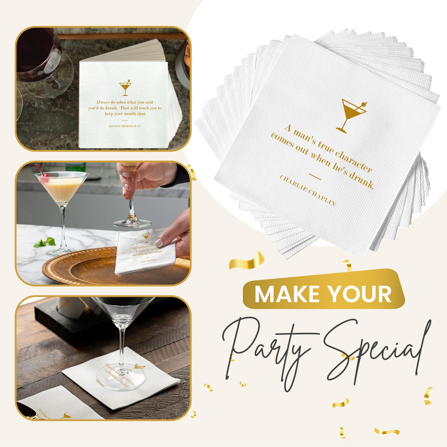 50-Pack Funny Drinking Quote Bar Napkins for Adults - 25 Unique Cocktail Sayings | Perfect for Weddings, Parties, Events & Home Entertaining | Great Conversation Starters for Bars, BBQs & Cocktail Hours
