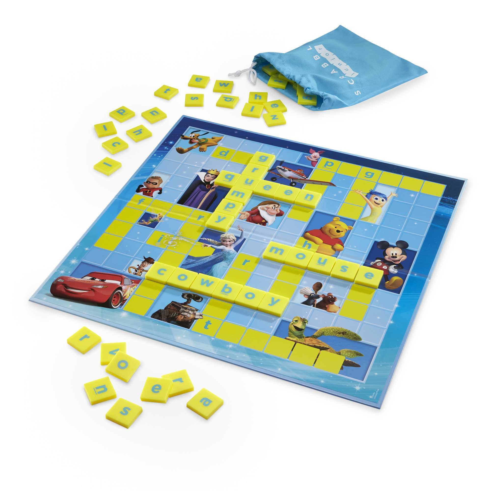 Mattel Games Scrabble Junior Disney Edition - Fun Word Game for Kids Ages 5+ | Disney Character Learning Game | Family Board Game Night & Classroom Educational Activity
