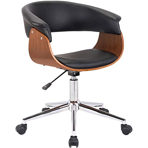 Scranton & Co Black Modern Faux Leather Swivel Office Chair - Ergonomic Desk Chair for Home Office, Gaming & Workspace