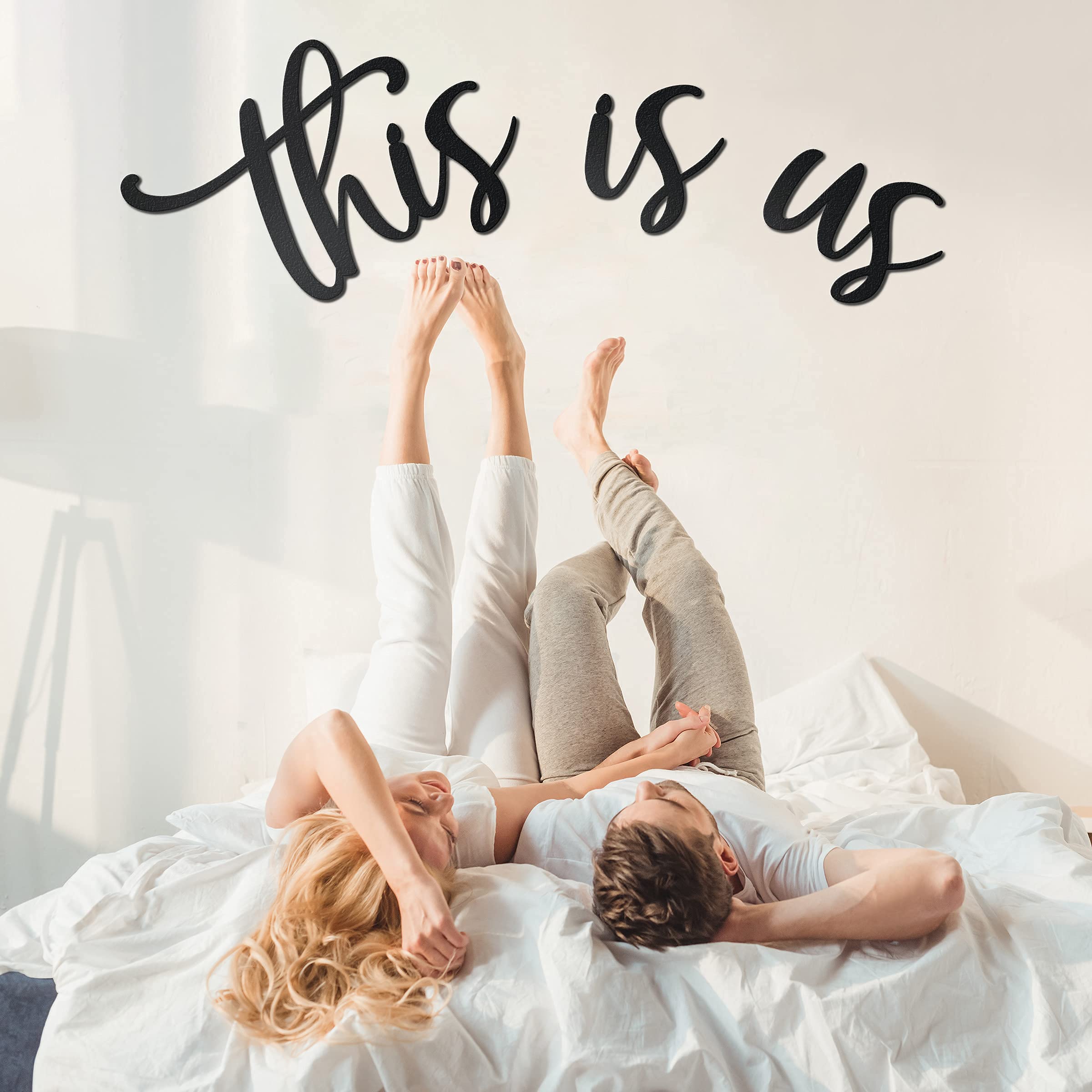 This Is Us Metal Wall Decor - 11”x39” Large Black Home Sign for Living Room & Bedroom | Rustic Room Decor, Housewarming Gift, Family Wall Art