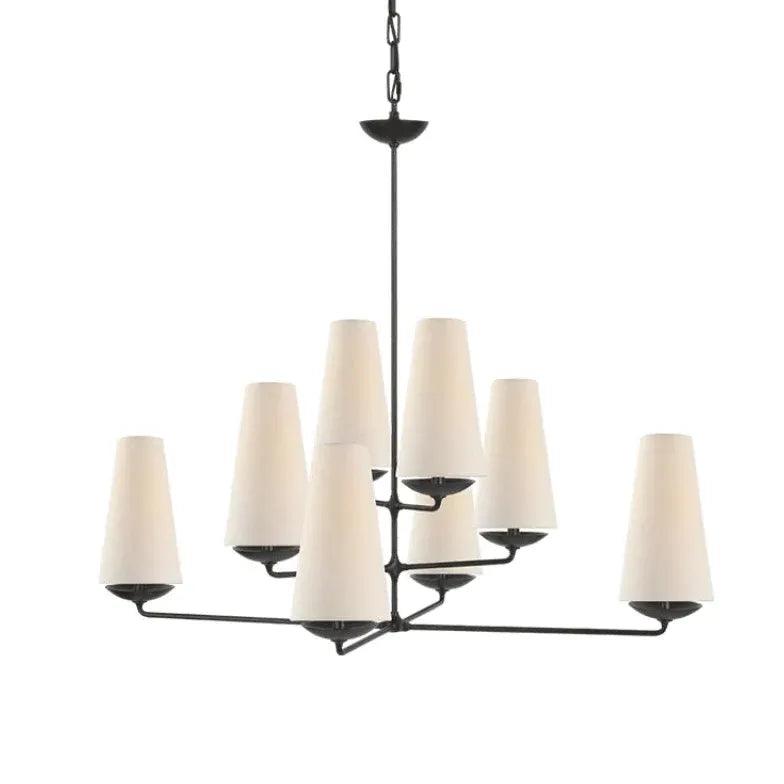 Modern Tapered Chain LED Chandelier for Living Room - Dimmable Crystal Ceiling Light Fixture with Adjustable Height, Perfect for Dining Room, Bedroom, and Home Decor